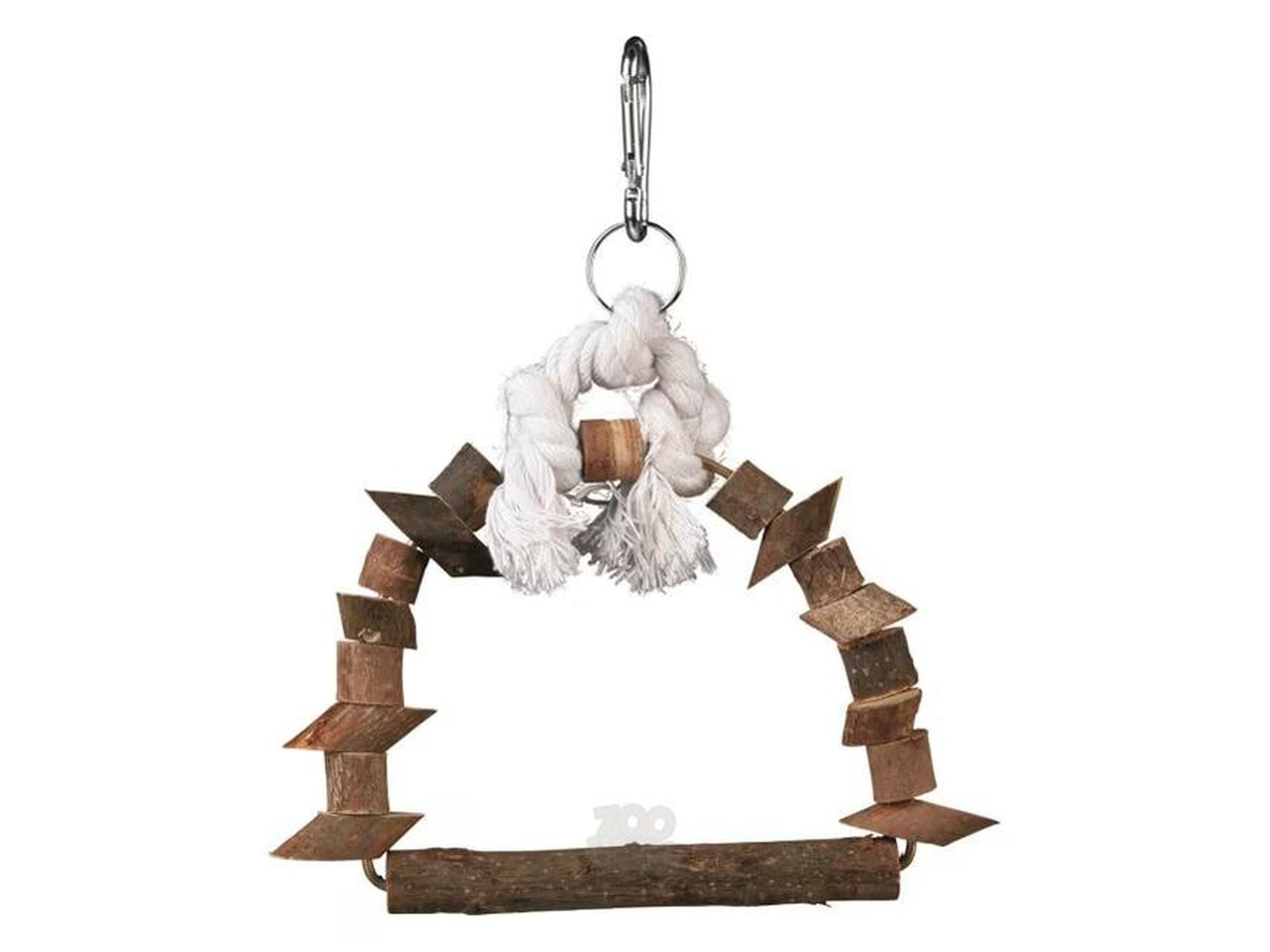 Fugleleke Huske med Tau og Treklosser Naturtre – 2 størrelser (15x20cm / 22x29cm)