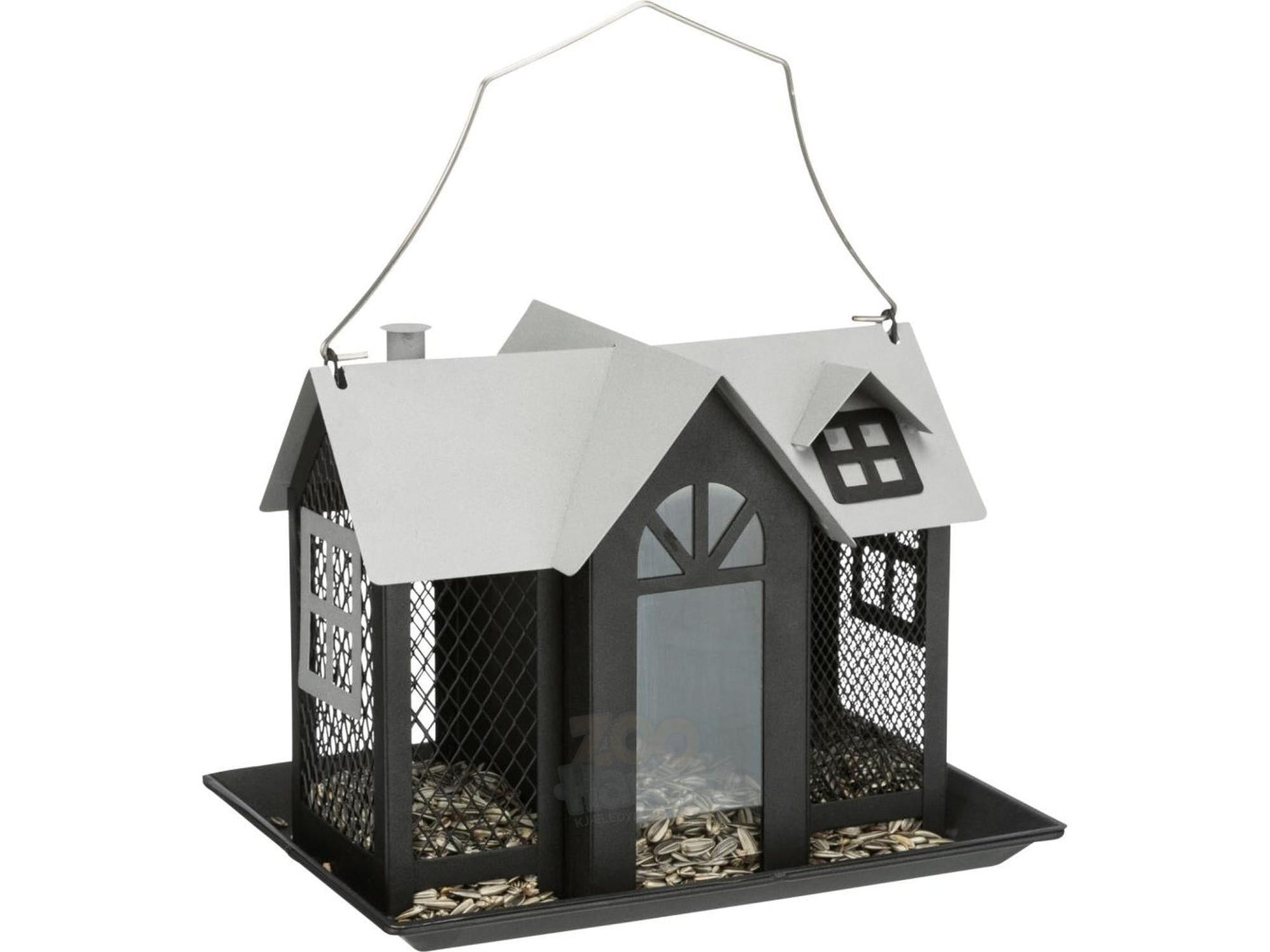 Fuglemater Villa i Metall 26x19x19 cm Sort-1