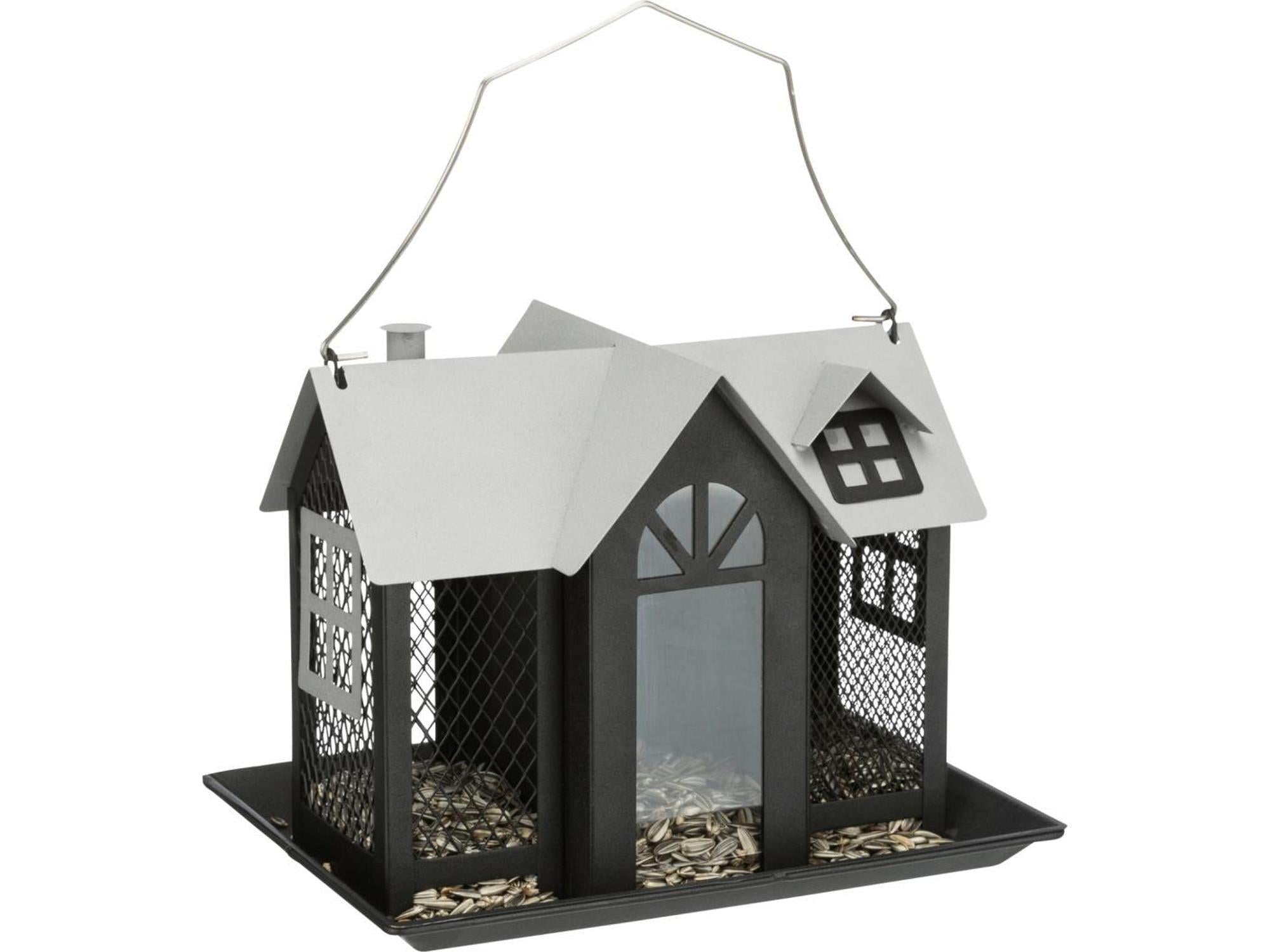 Fuglemater Villa i Metall 26x19x19 cm Sort-1