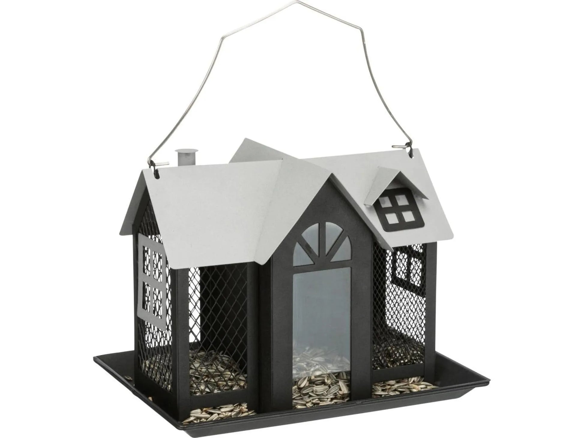 Fuglemater Villa i Metall 26x19x19 cm Sort-1
