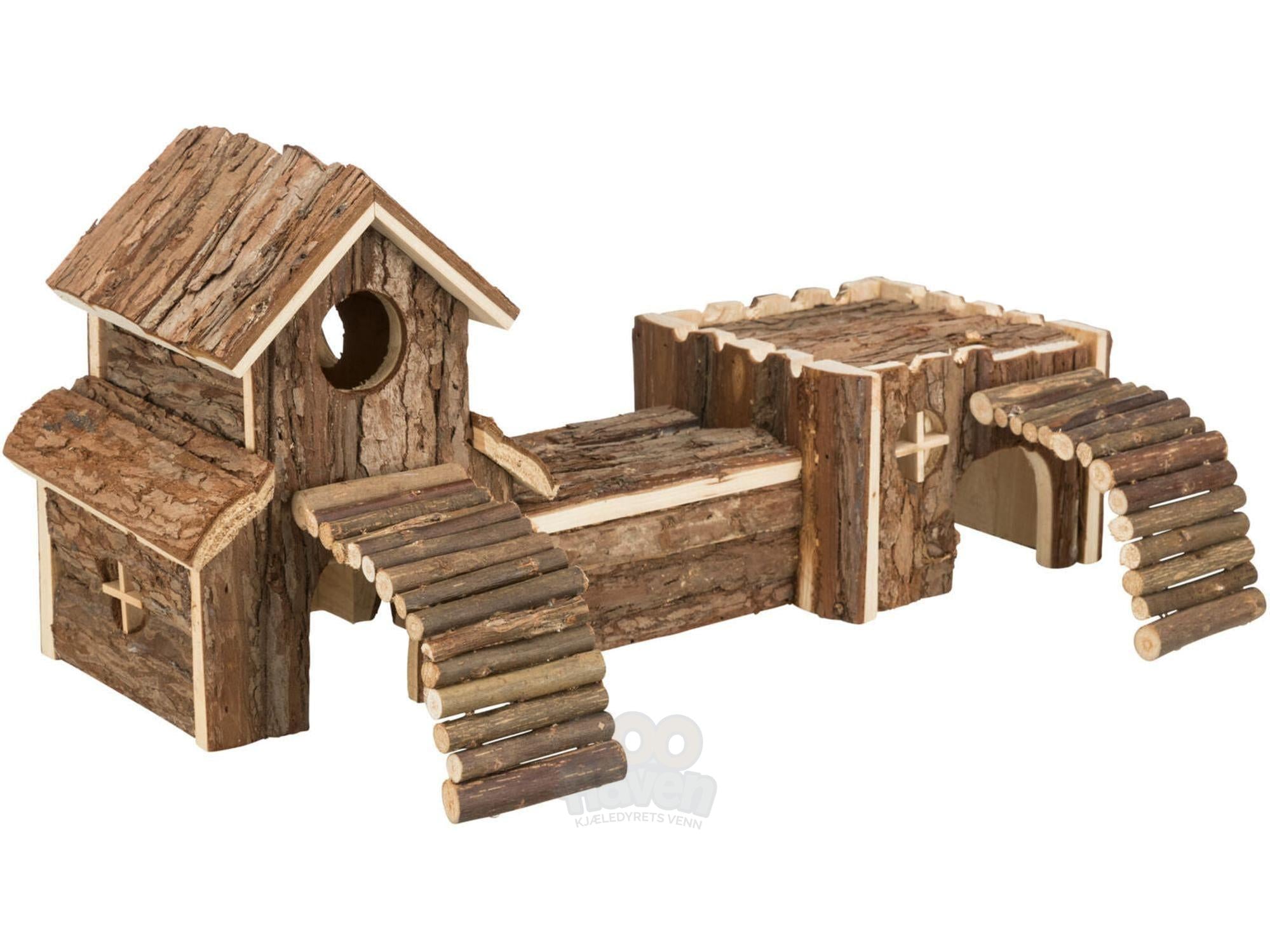 Gnagerhus 6163 Frida XL i Furu M/Tunnelsystem 47x15x22cm