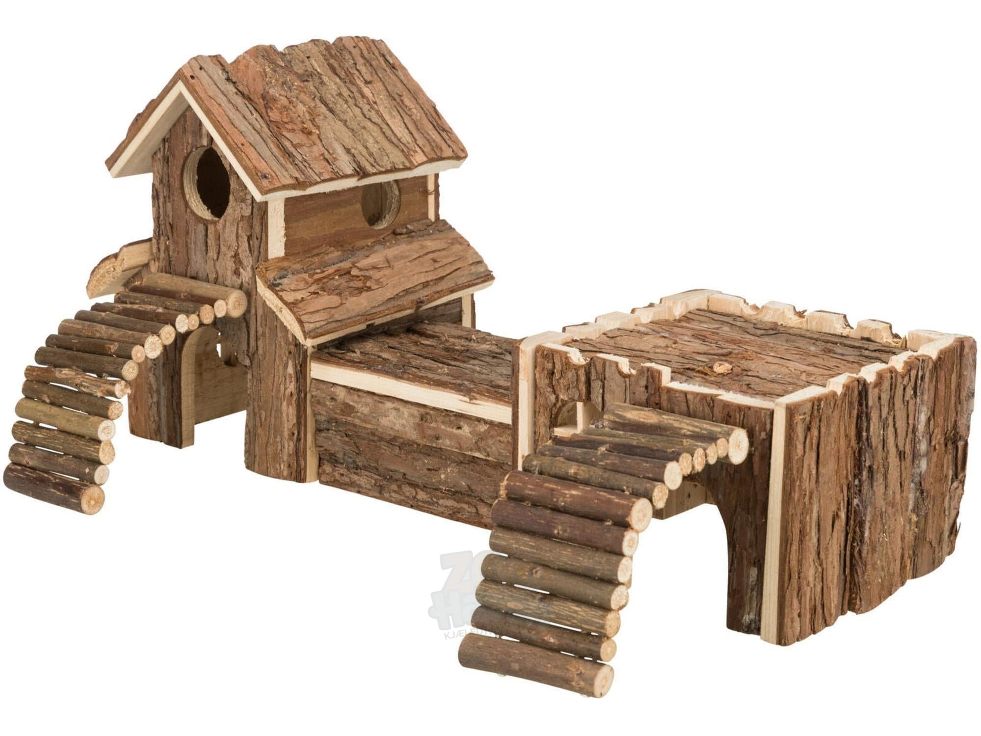 Gnagerhus 6163 Frida XL i Furu M/Tunnelsystem 47x15x22cm