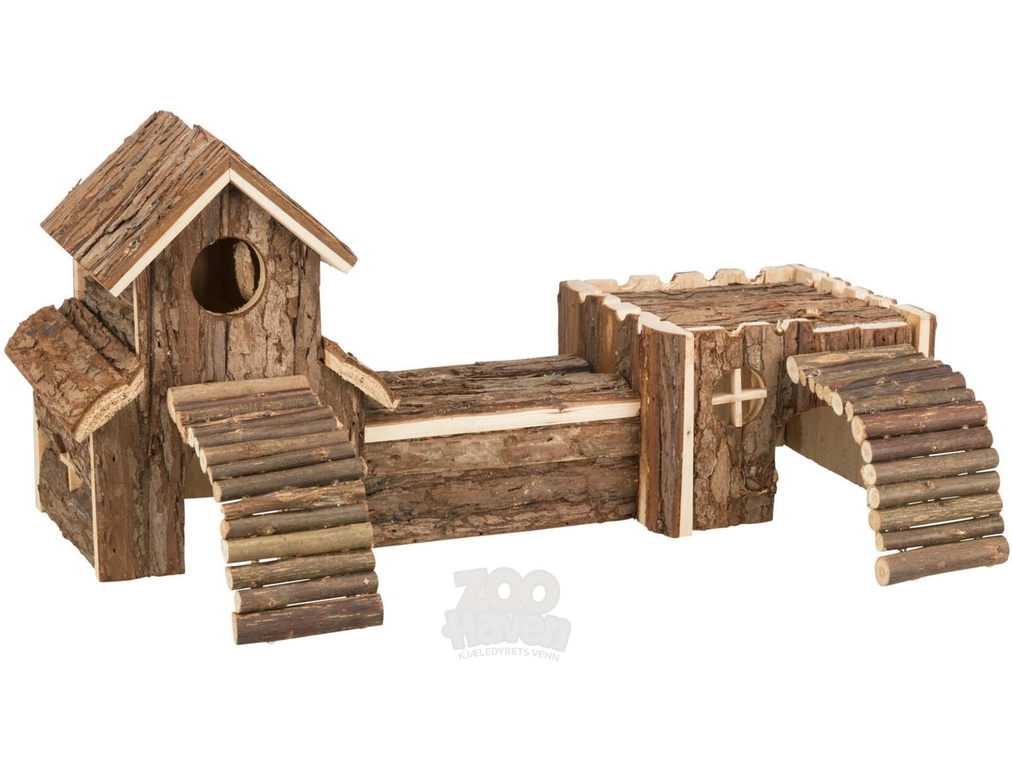 Gnagerhus 6163 Frida XL i Furu M/Tunnelsystem 47x15x22cm