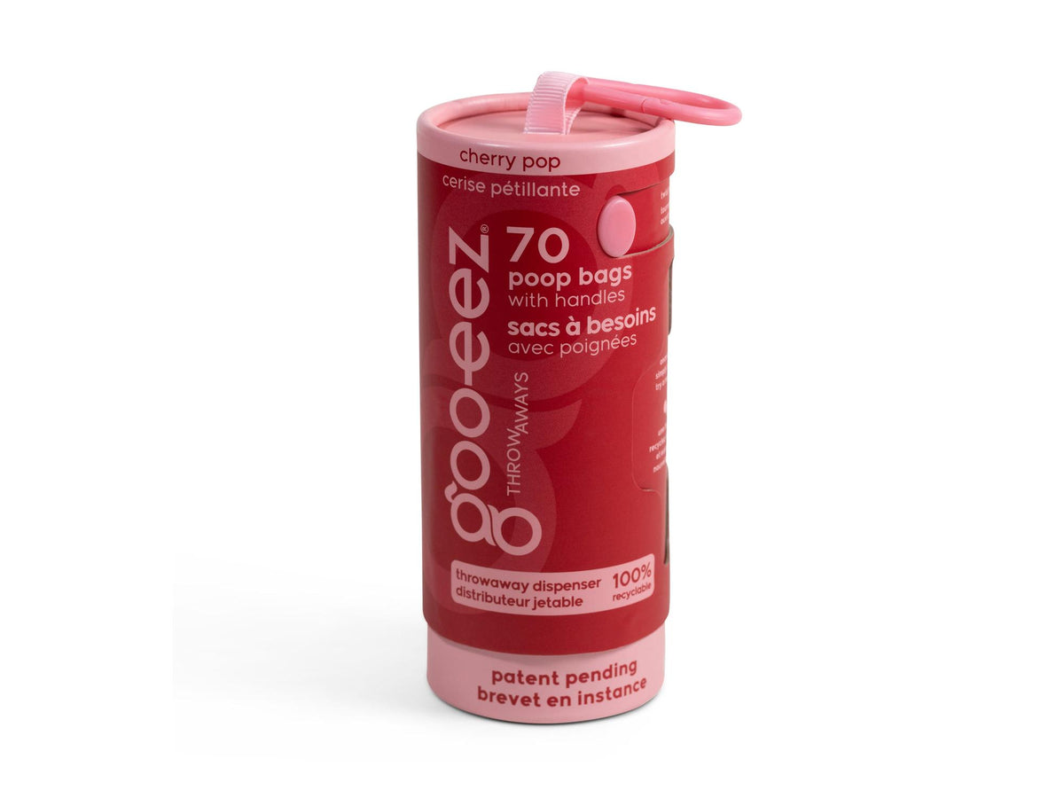 Goo-eez Throwaways hundeposer med dispenser – Cherry Pop