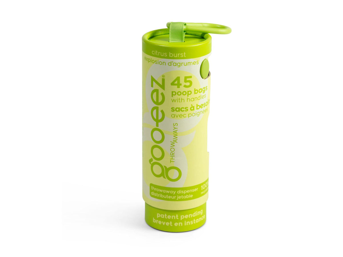 Goo-eez Throwaways hundeposer med dispenser – Citrus Burst