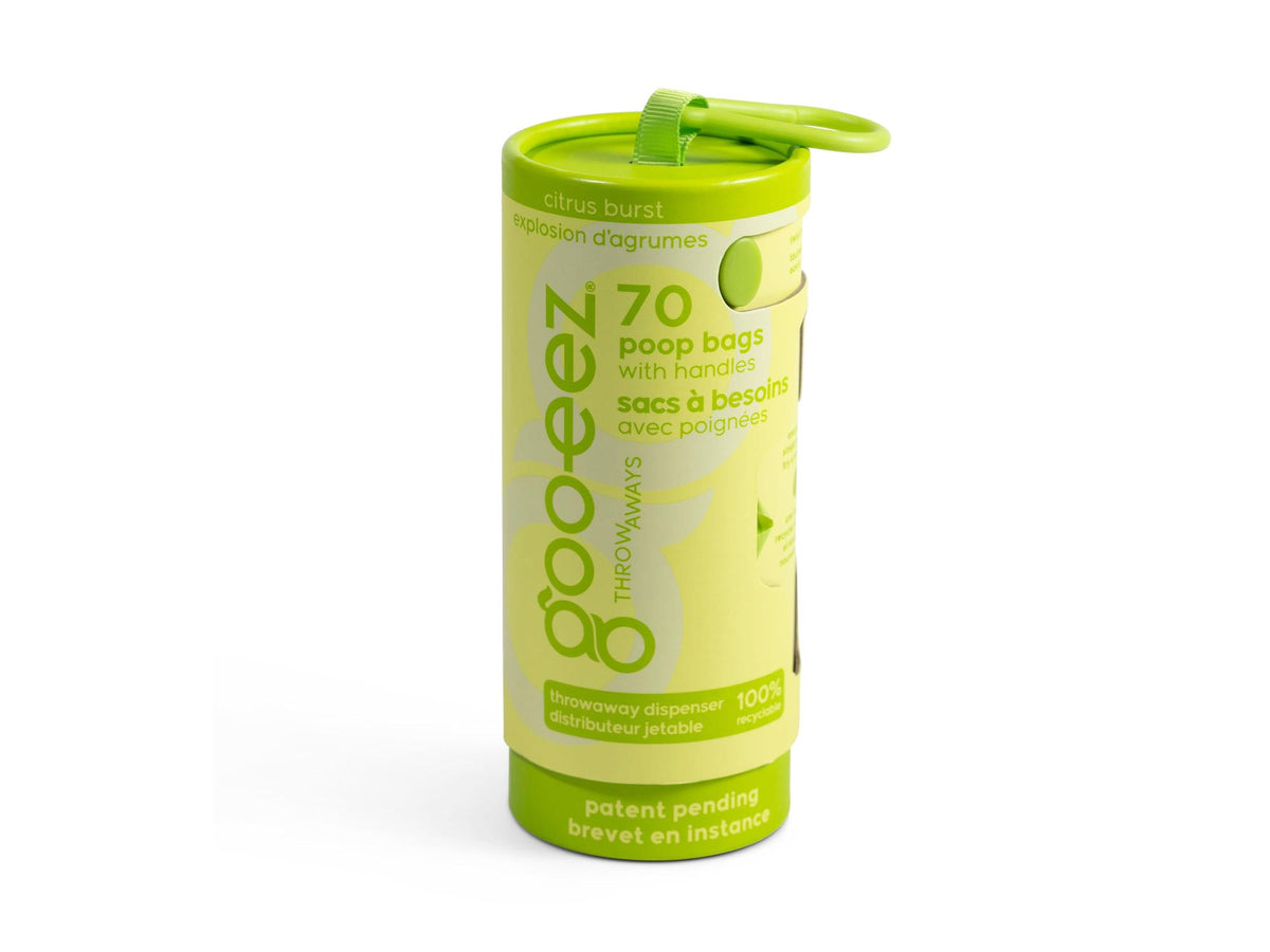 Goo-eez Throwaways hundeposer med dispenser – Citrus Burst