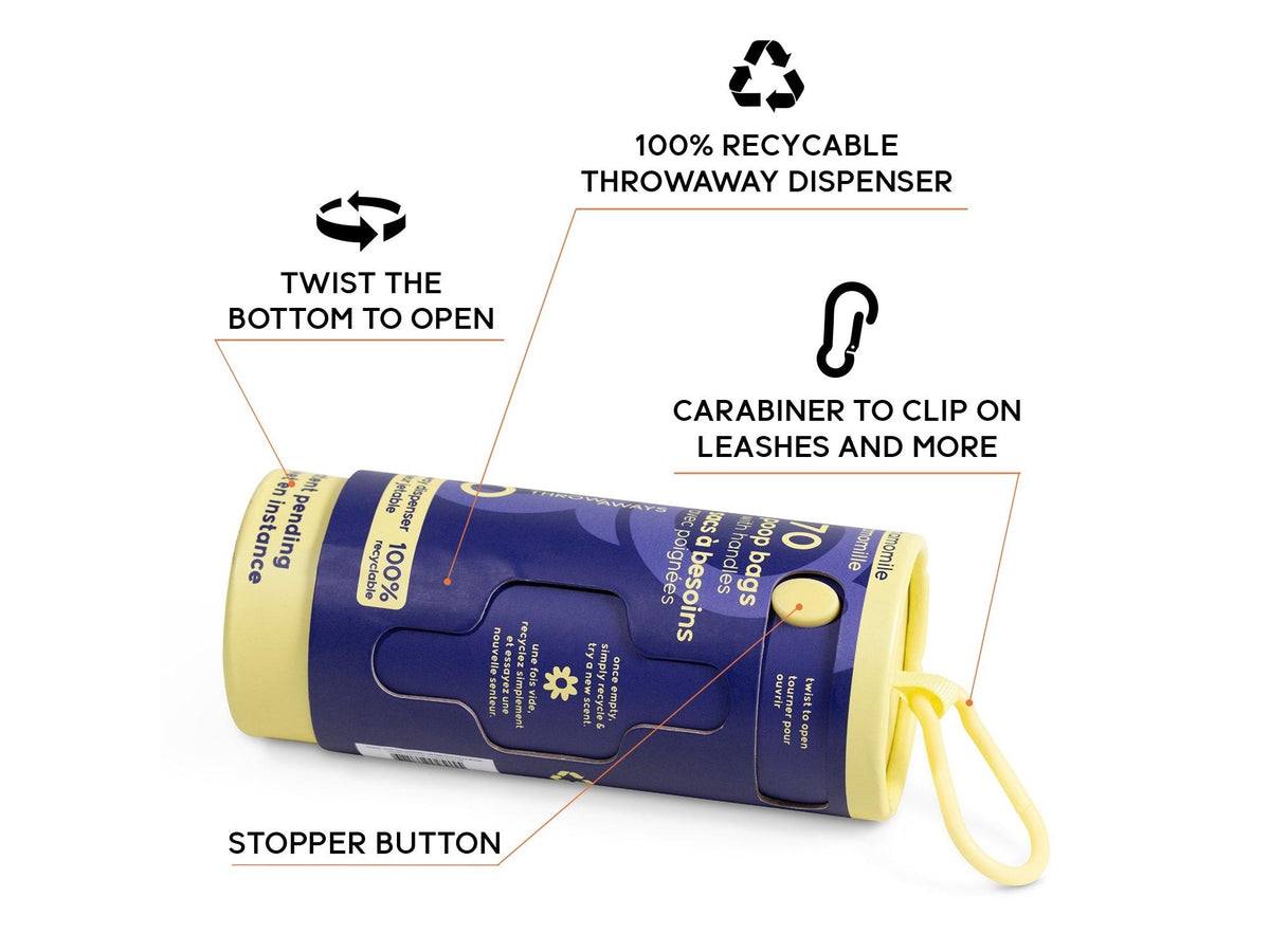 Goo-eez Throwaways hundeposer med dispenser – Lavender Chamomile