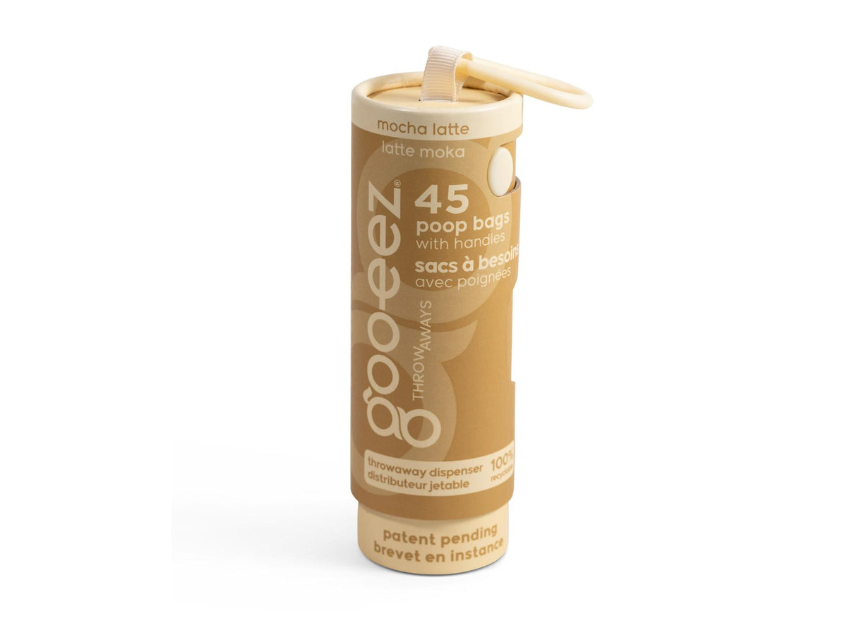 Goo-eez Throwaways hundeposer med dispenser – Moka Latte