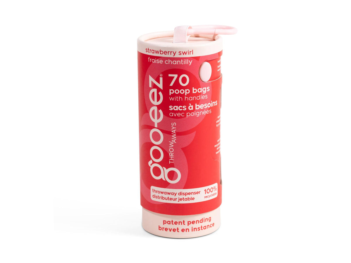 Goo-eez Throwaways hundeposer med dispenser – Strawberry Swirl