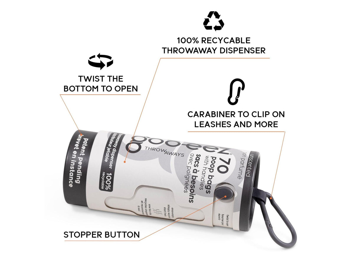 Goo-eez Throwaways hundeposer med dispenser – Unscented