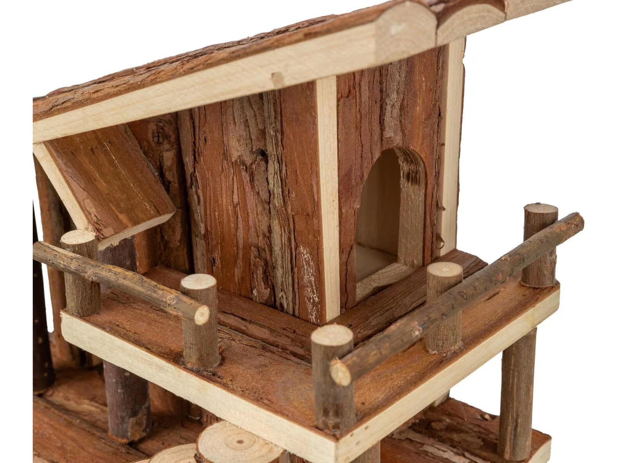 Hamsterhus Jule 25x18x21cm Furu – Trehus med platå og rampe