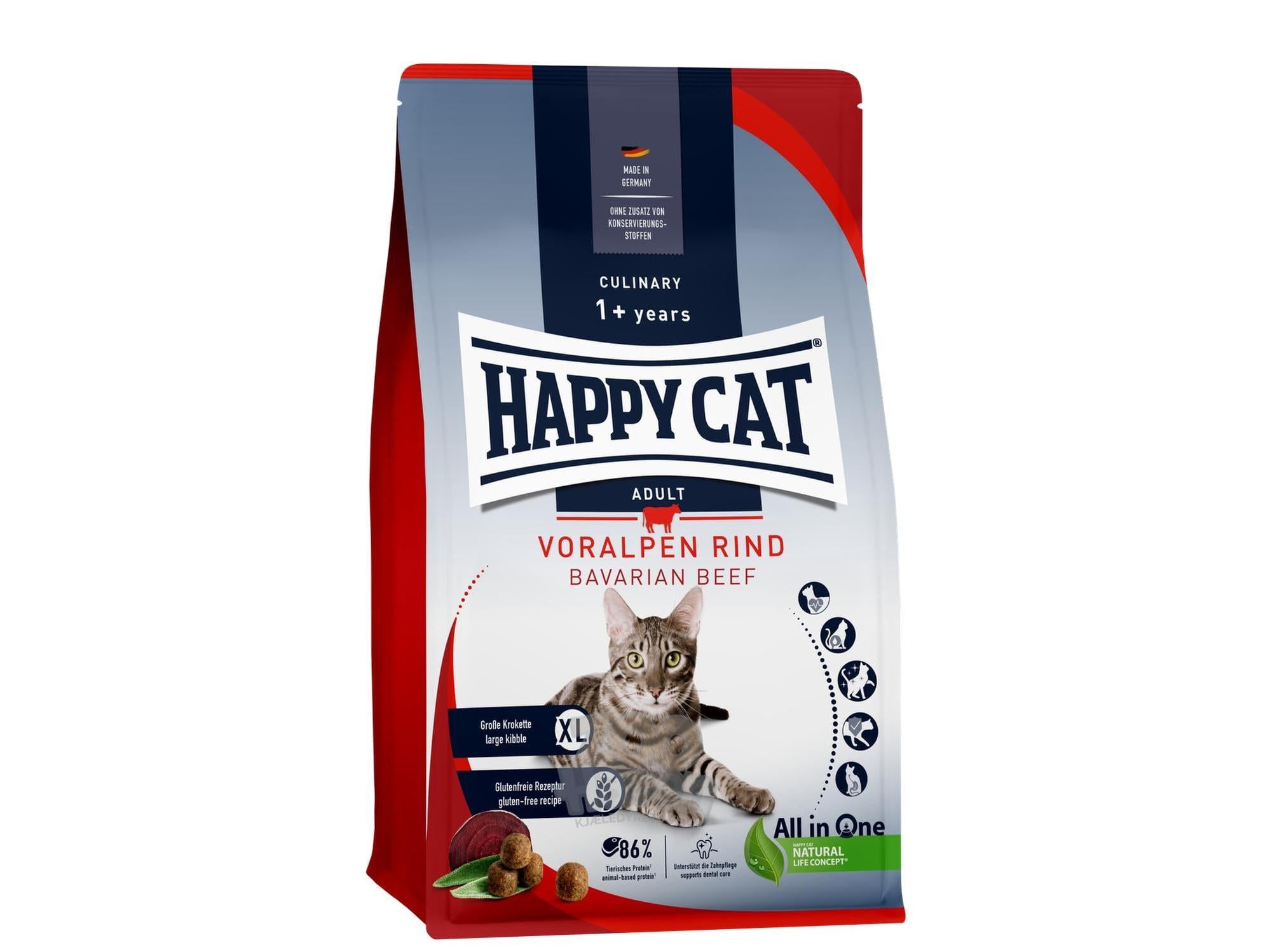 Happy Cat Culinary Adult Oksekjøtt 1,3kg, 4kg & 10kg – Kattemat med Biff for Voksne Katter