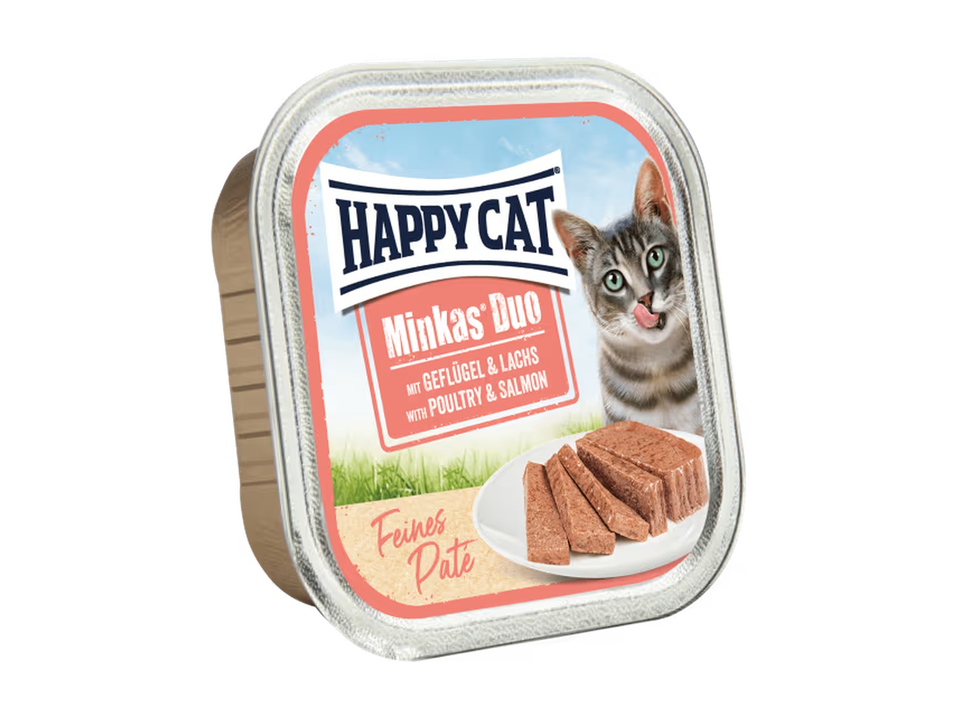 Happy Cat Minkas Duo våtfôr i aluminiumsboks med paté av fugl og laks.