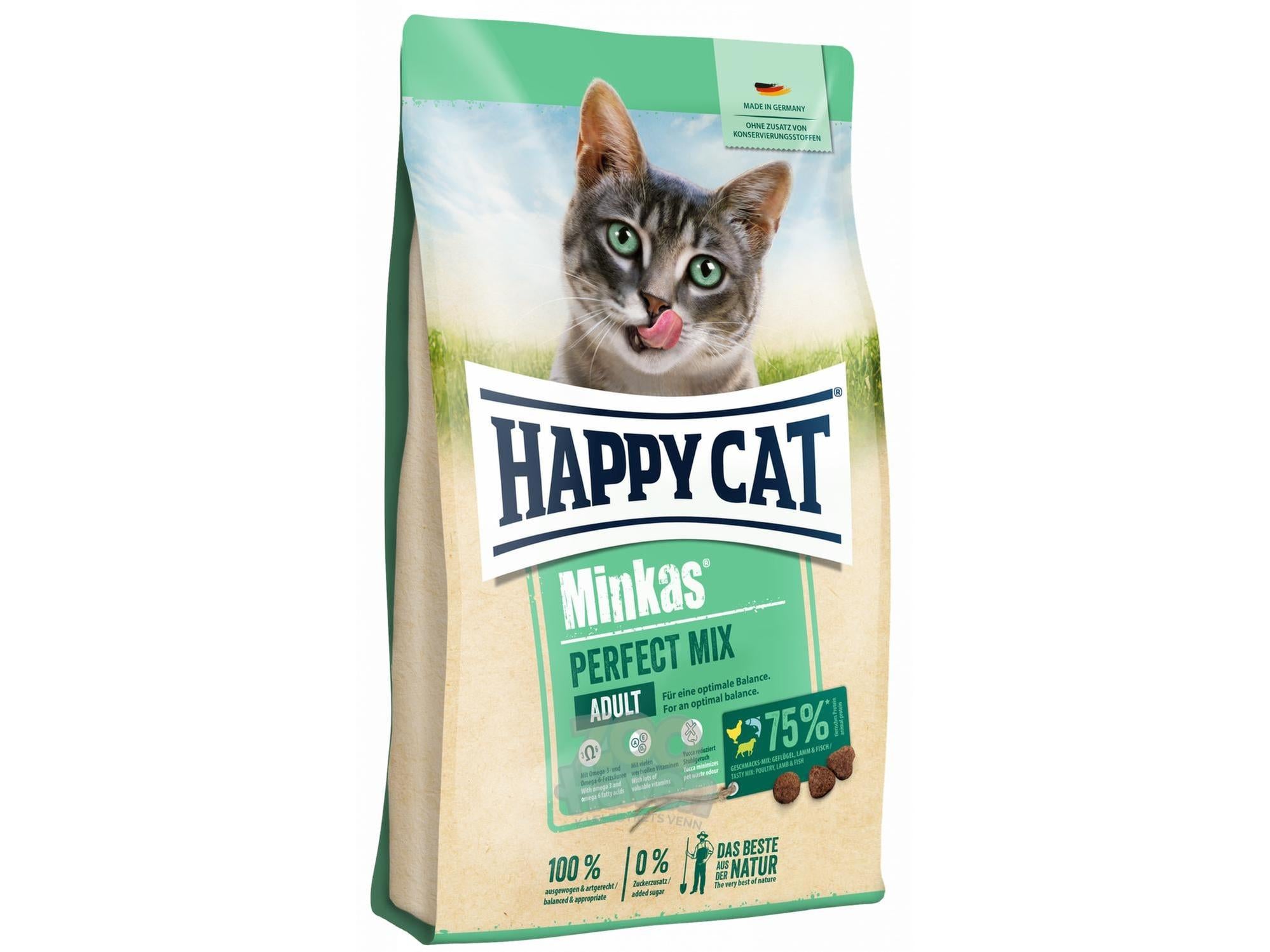 Happy Cat Minkas Perfect Mix 1,5kg, 4kg & 10kg – Komplett Kattemat med Fjærfe, Lam & Fisk