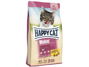 Happy Cat Minkas Sterilised Fugl 10kg kattematpose med en tabbykatt og lilla topp.