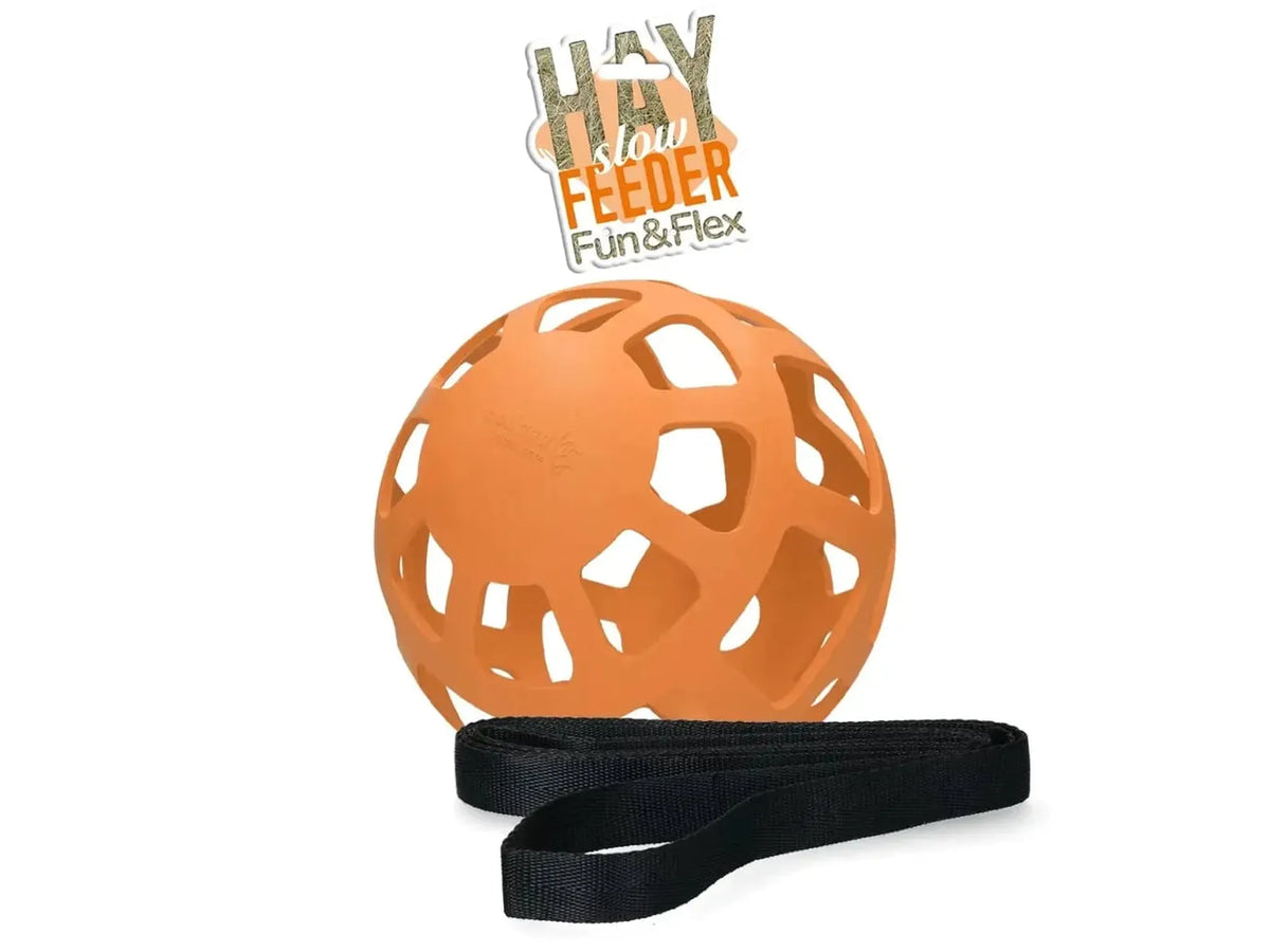 Hay Slowfeeder Fun and Flex Høyleke i Naturgummi 22 cm – Ball Oransje