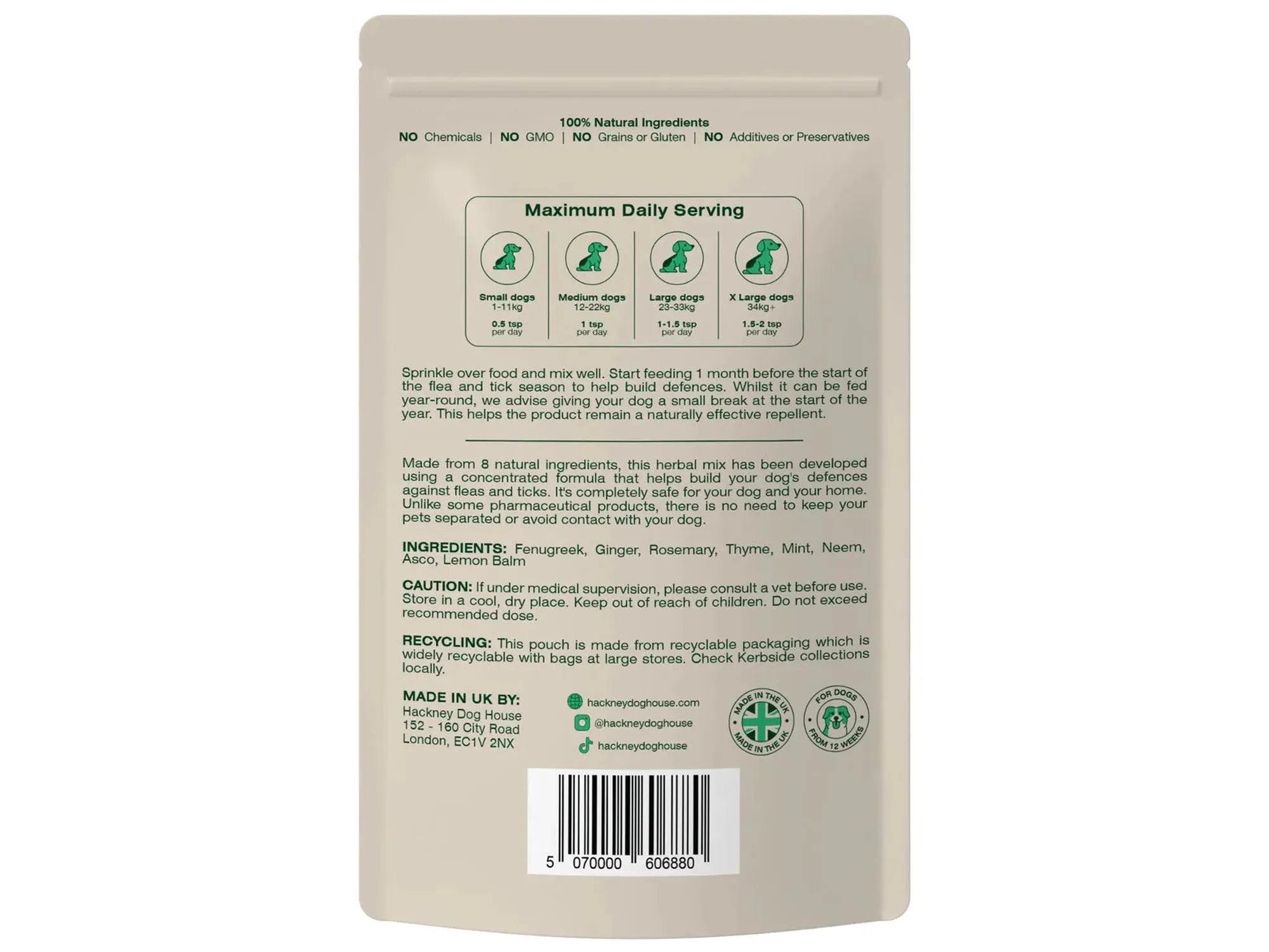 Herbal Flea & Tick For Dogs – Hackney Dog House Urteblanding 200 g