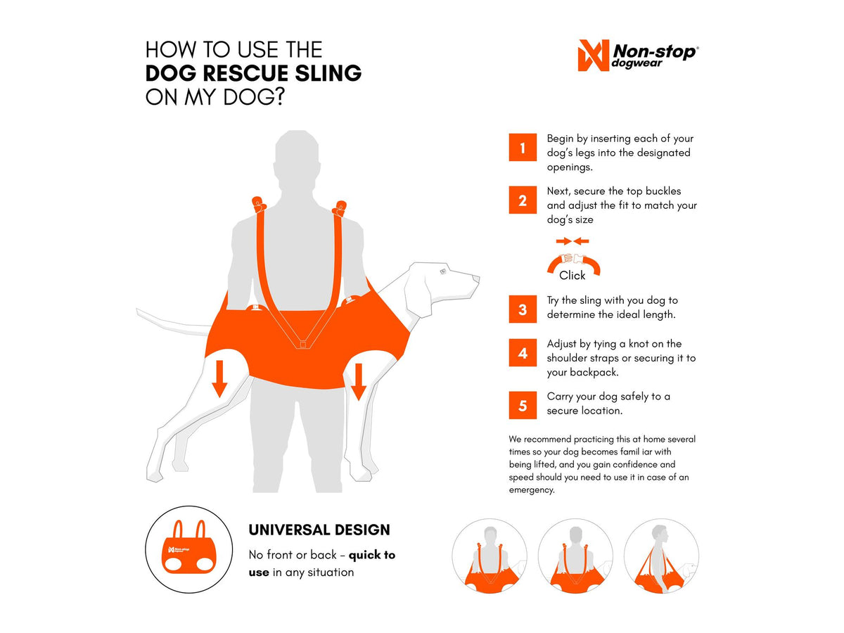 Non-stop dogwear Dog rescue sling redningsbåre – Oransje