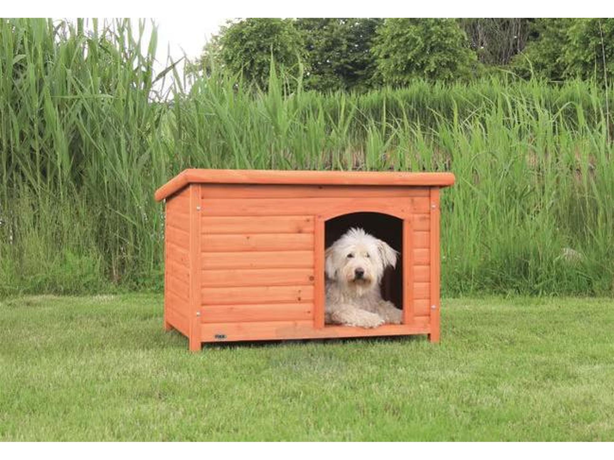 Hundehus Classic i Tre med Flatt Tak – Brun