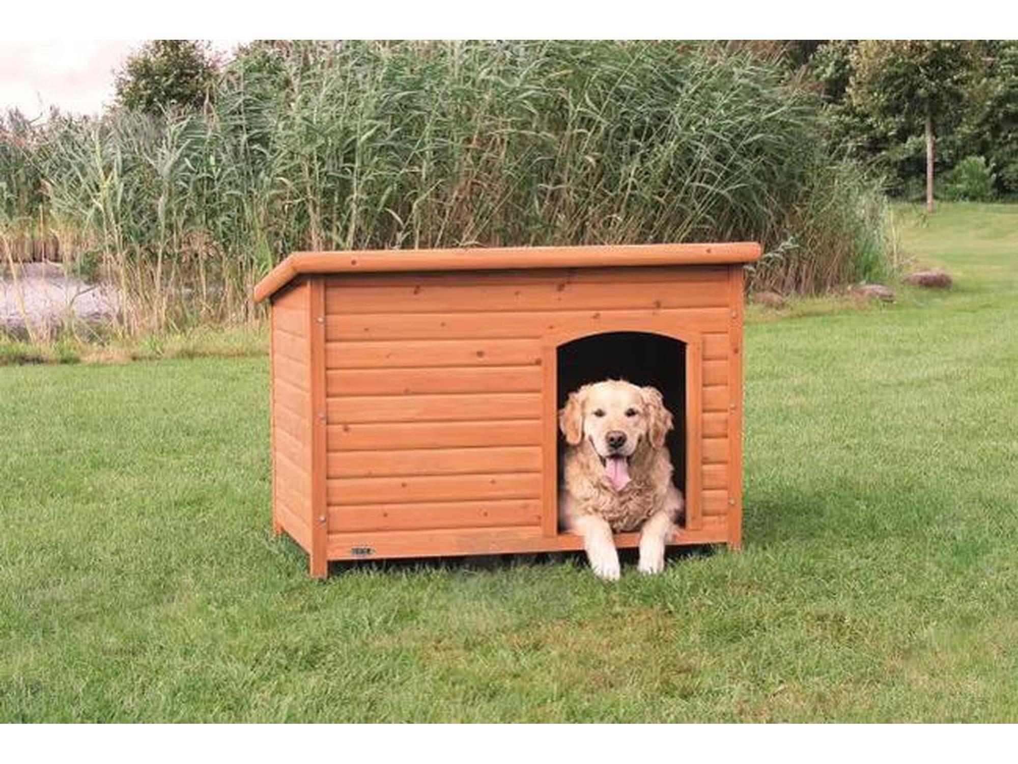Hundehus Classic i Tre med Flatt Tak – Brun