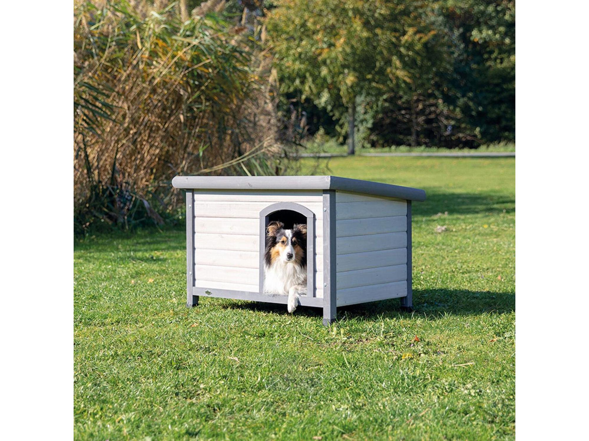 Hundehus Classic i Tre med Flatt Tak – Grå