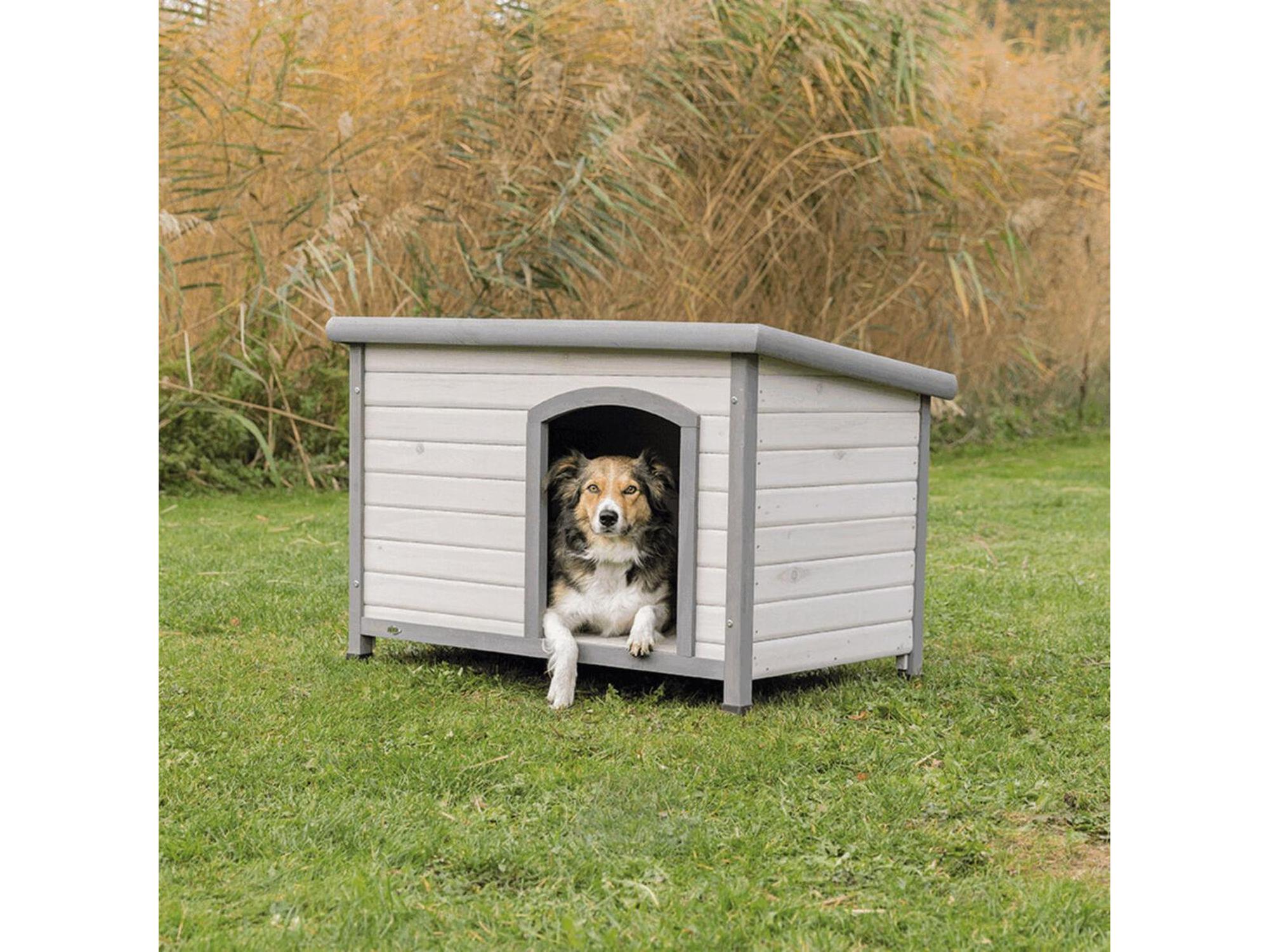 Hundehus Classic i Tre med Flatt Tak – Grå