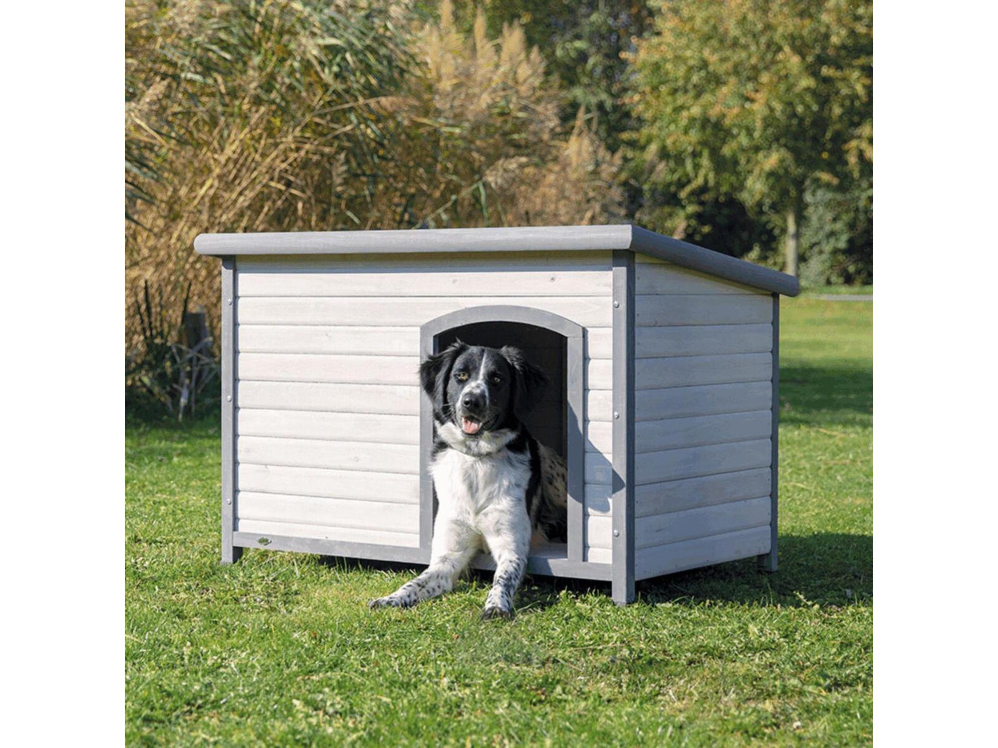 Hundehus Classic i Tre med Flatt Tak – Grå