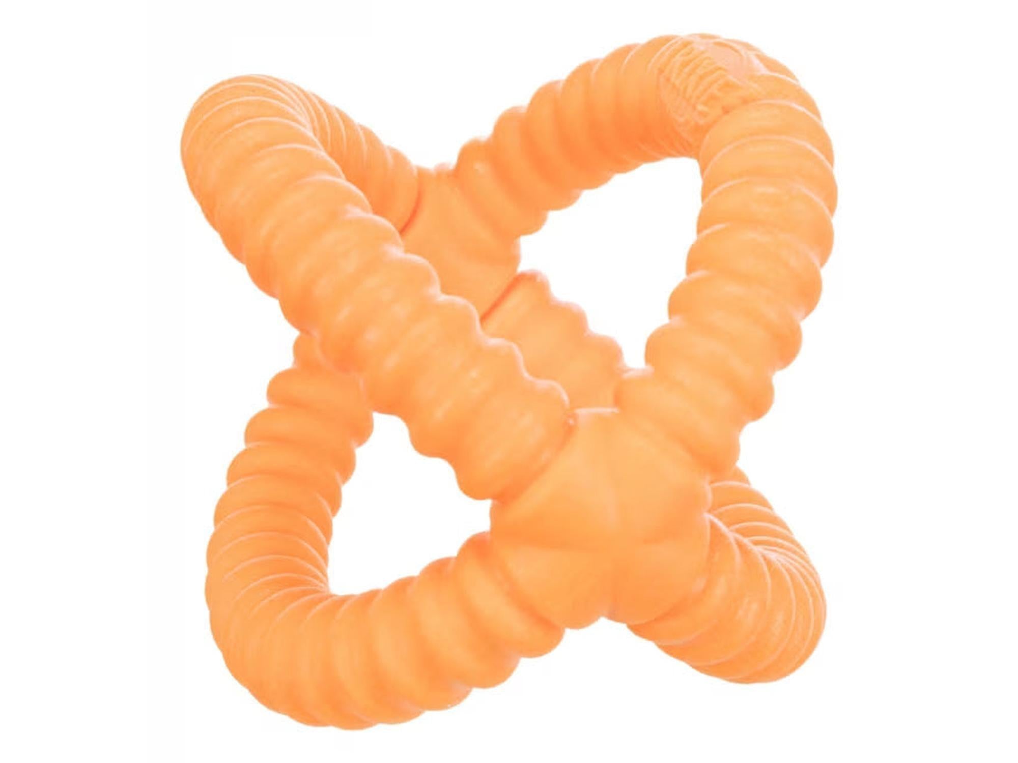 Oransje Aqua Toy Tugger hundeleke i TPR, Ø14 cm, med flettet design for dralek og apport.
