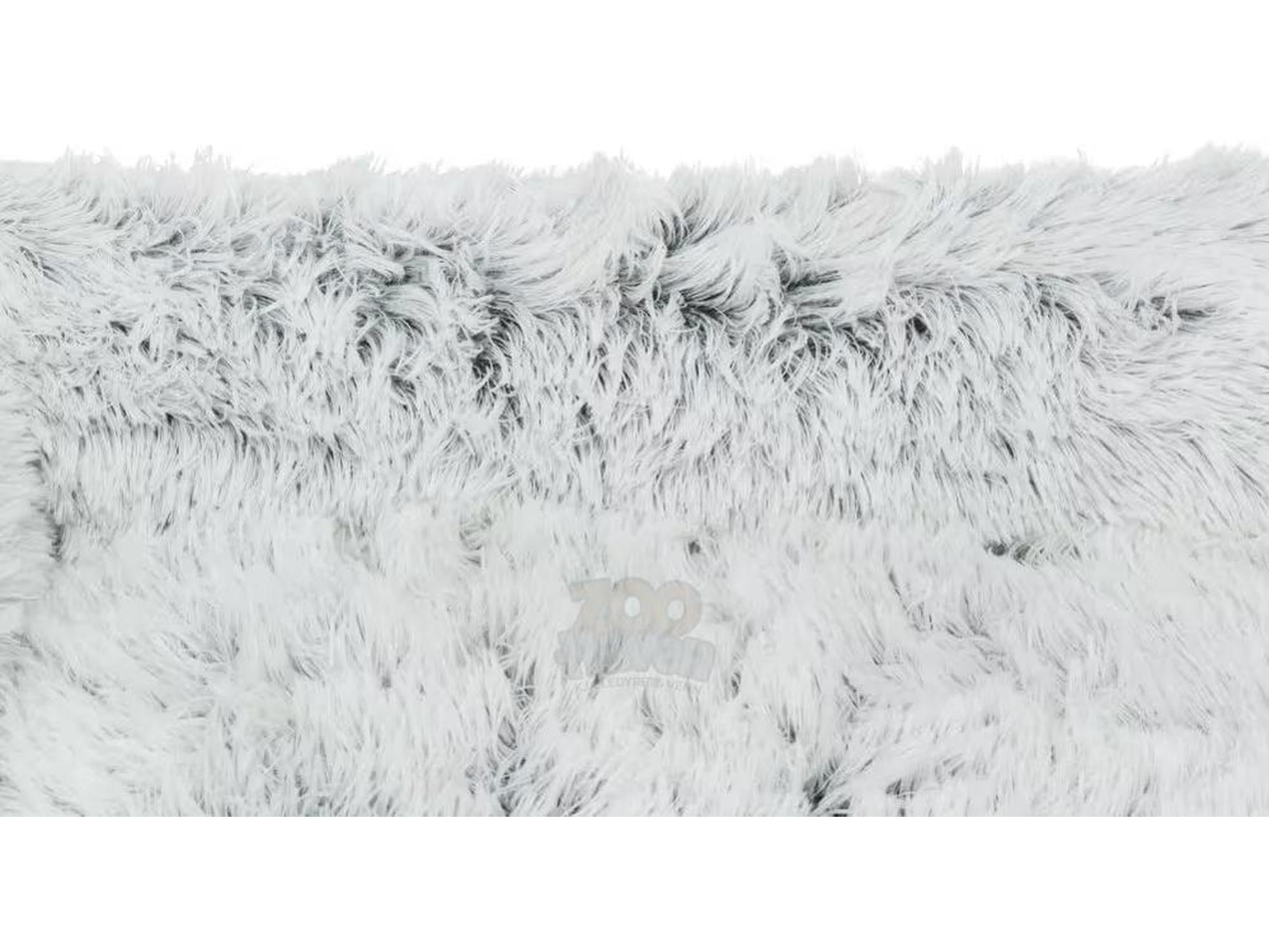 Hundeseng Harvey Bed Grå/Hvit-Sort Langhåret Plysj – 60x50cm / 80x65cm / 100x75cm