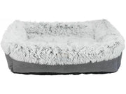 Hundeseng Harvey Bed Grå/Hvit-Sort Langhåret Plysj – 60x50cm / 80x65cm / 100x75cm