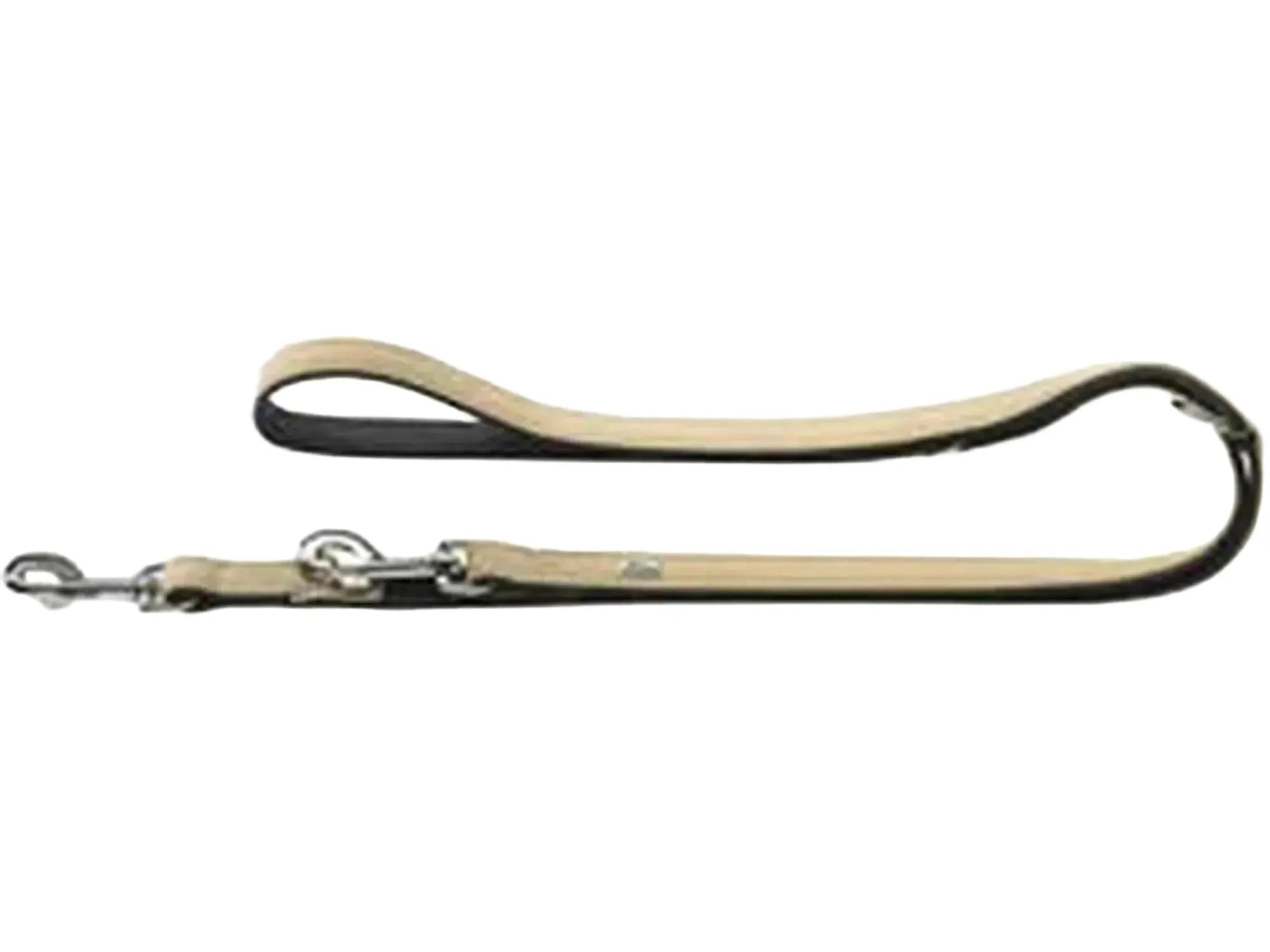 Hunter T-Leash Softie hundebånd i beige og sort kunstskinn, 200 cm langt, med karabinkrok.