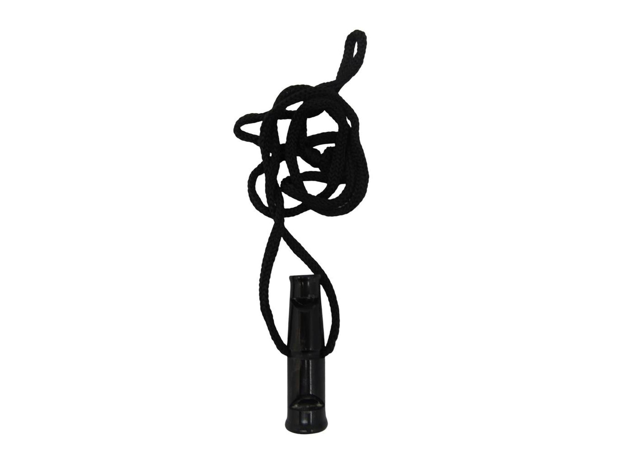 Svart dobbel hundefløyte, 7 cm, med snor for trening og jakt.