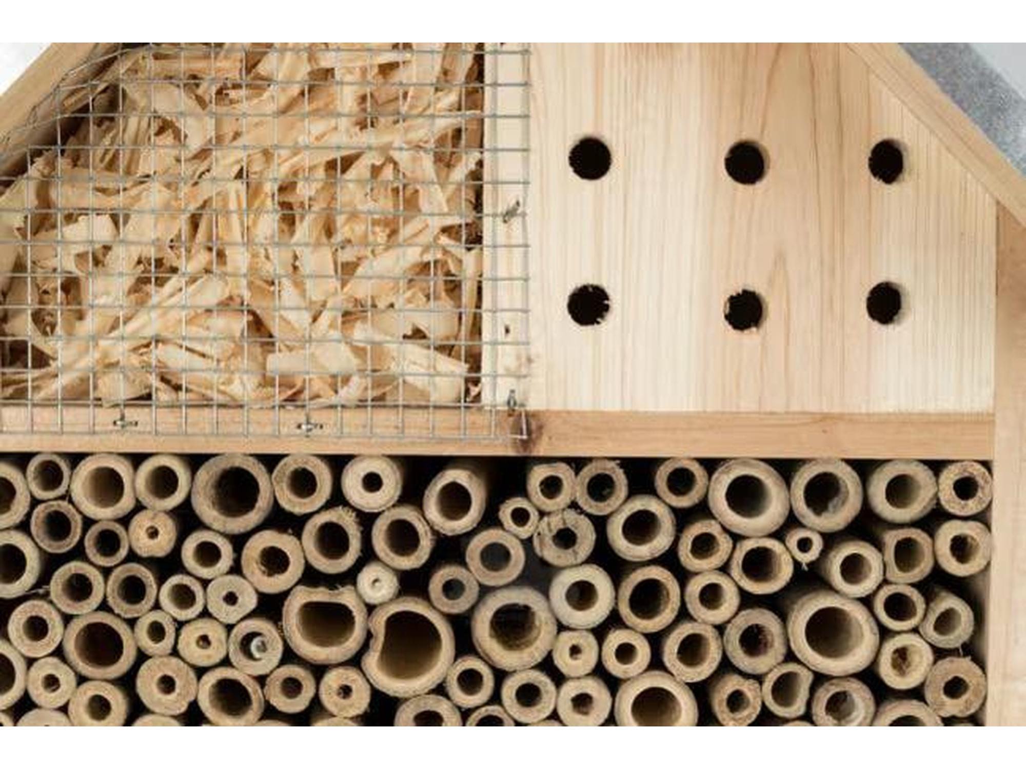 Insekthotell i Tre og Galvanisert Metall 29 × 16 × 49 cm