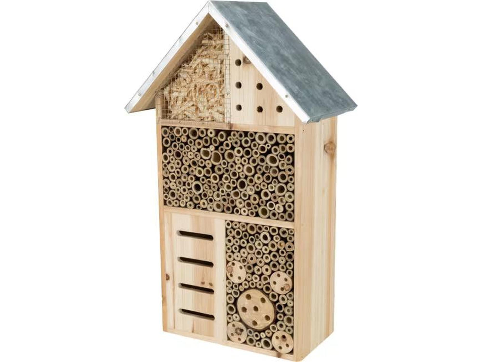Insekthotell i Tre og Galvanisert Metall 29 × 16 × 49 cm