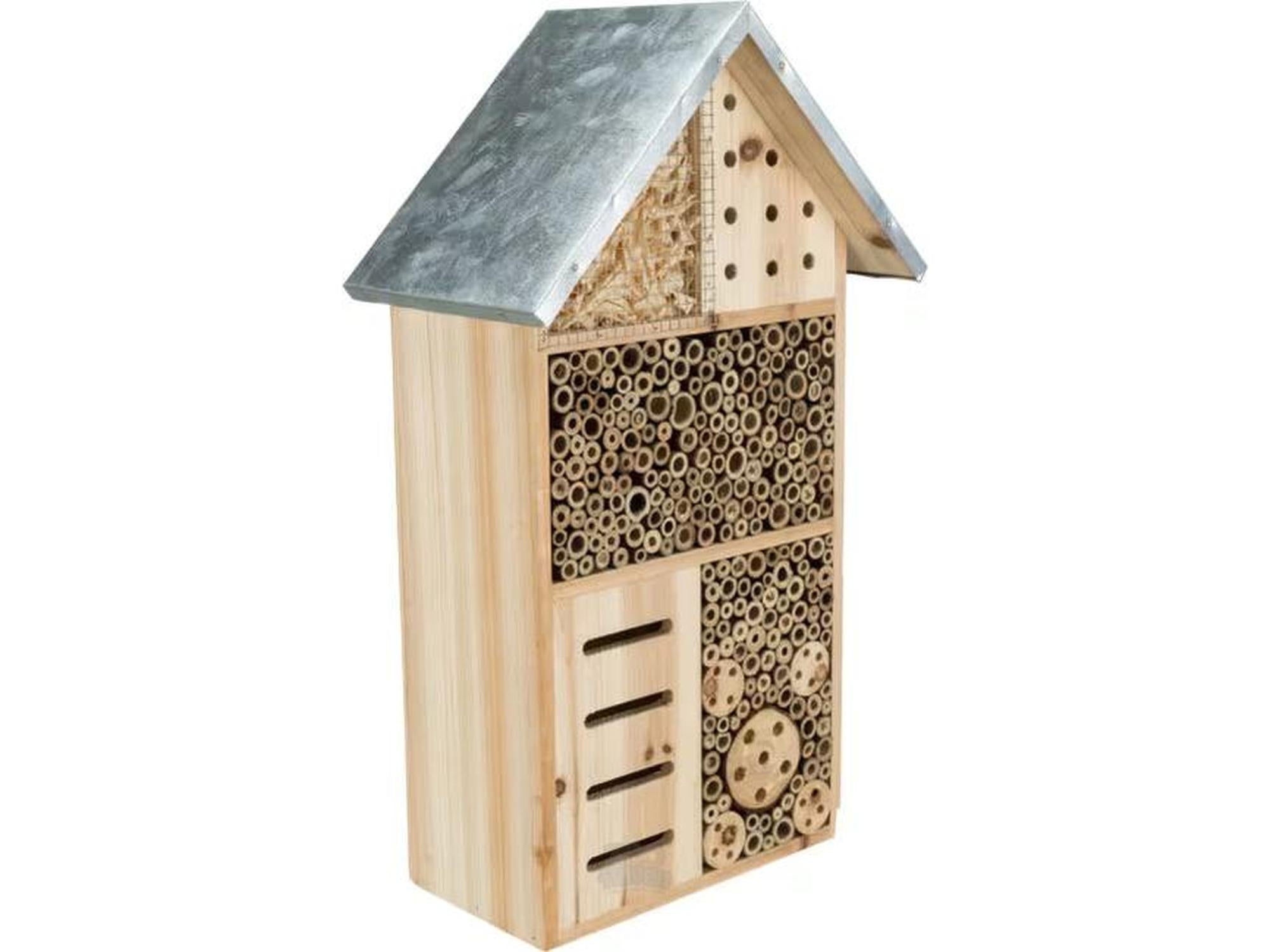Insekthotell i Tre og Galvanisert Metall 29 × 16 × 49 cm