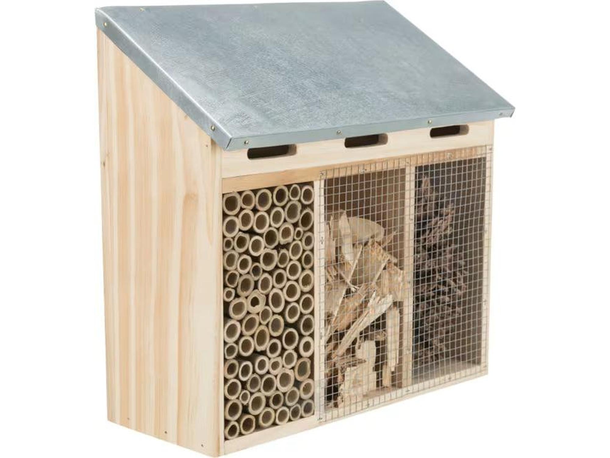 Insekthotell i Tre og Galvanisert Metall 30 × 14 × 30 cm