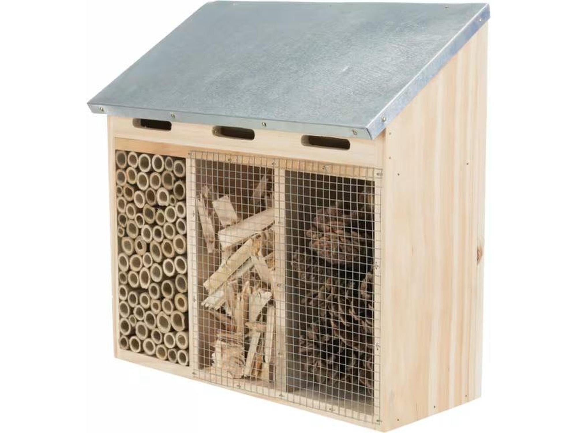 Insekthotell i Tre og Galvanisert Metall 30 × 14 × 30 cm