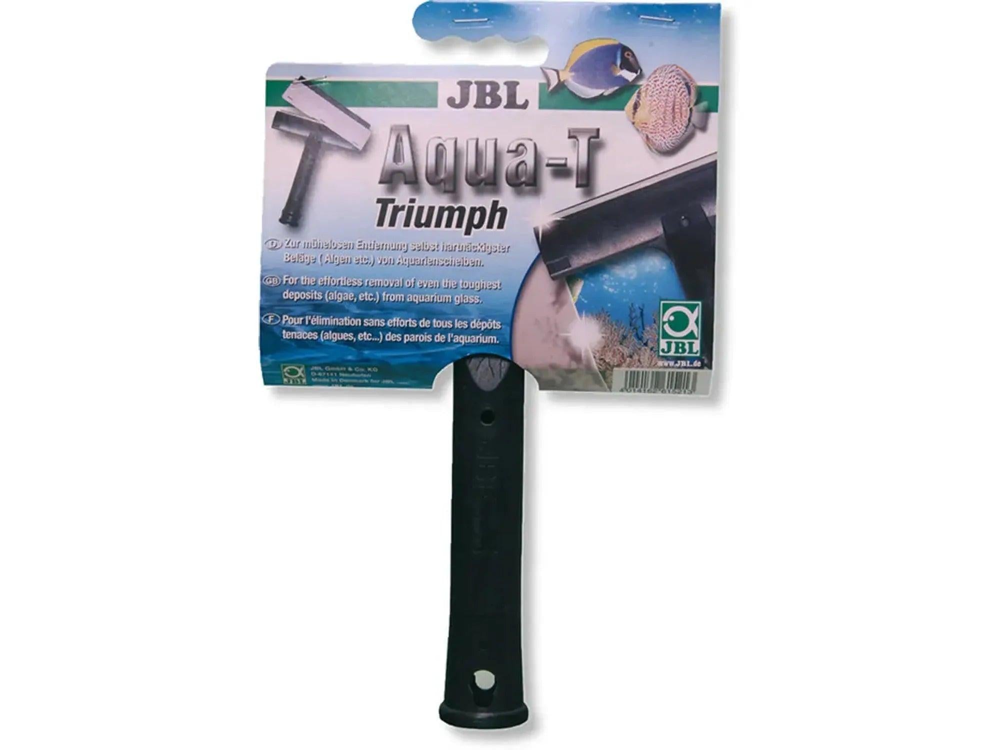 JBL Aqua-T Triumph algskrape med svart håndtak og 14 cm bredt blad for akvarierengjøring.