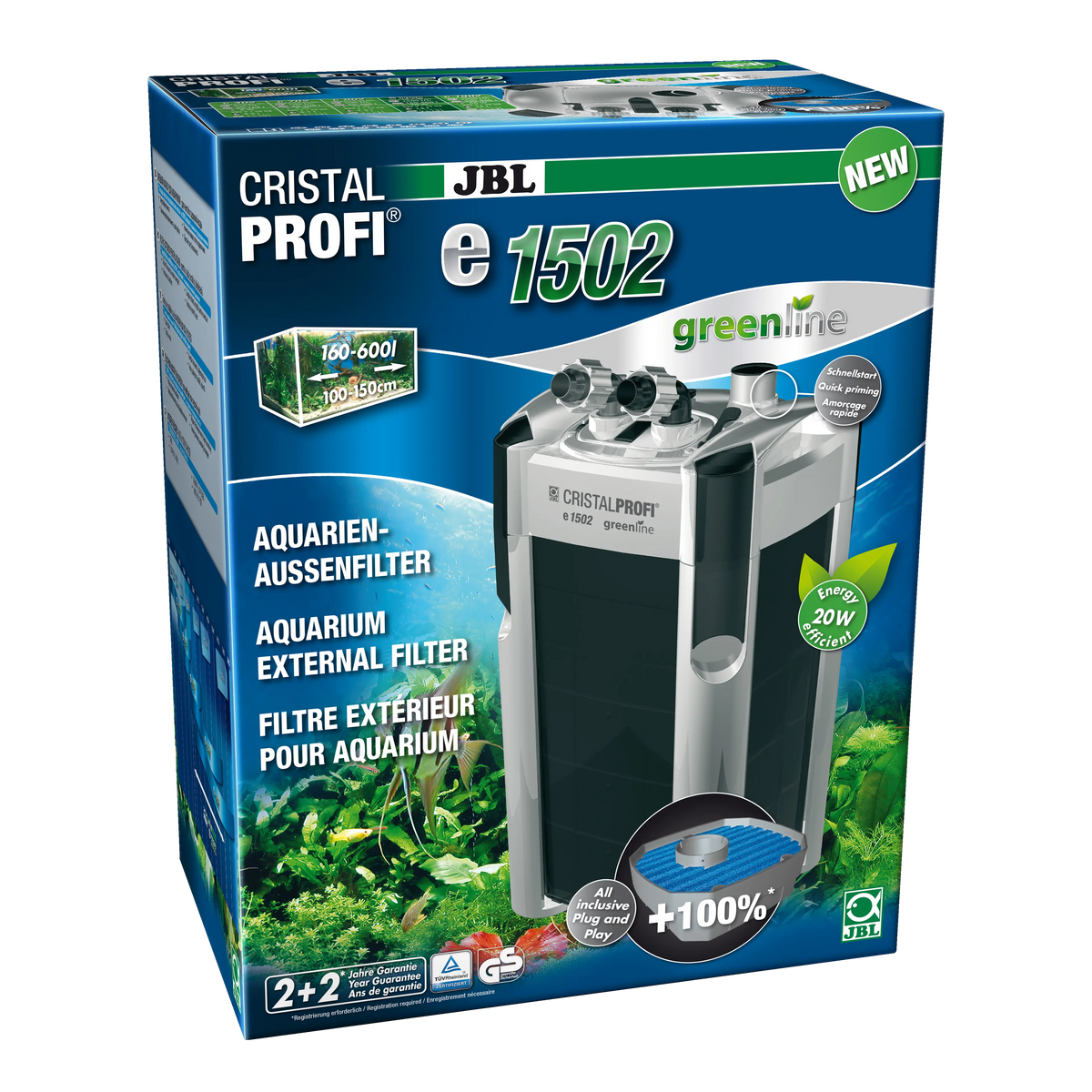 JBL CristalProfi e1502 Greenline eksternfilter for akvarium 160-600 liter
