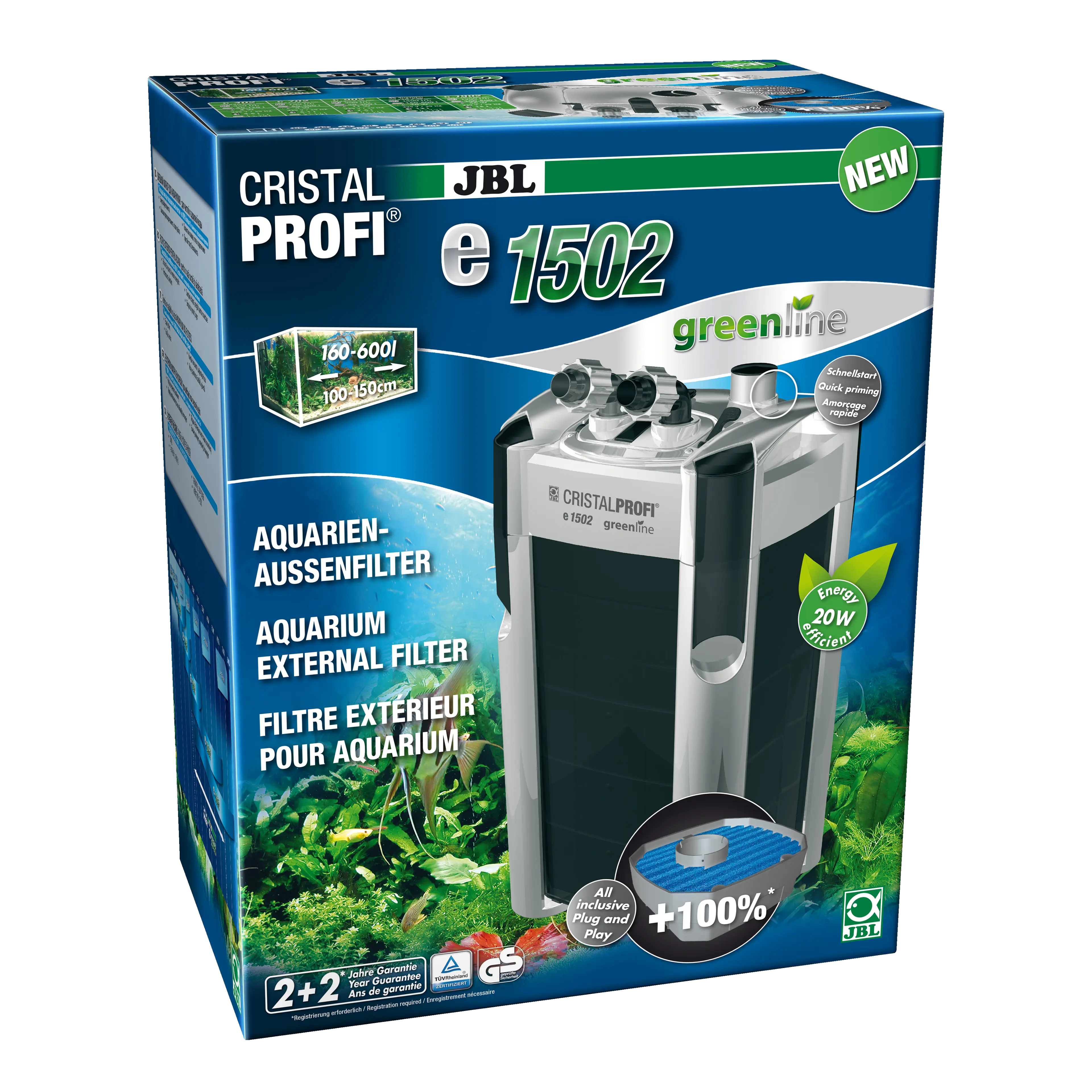 JBL CristalProfi e1502 Greenline eksternfilter for akvarium 160-600 liter