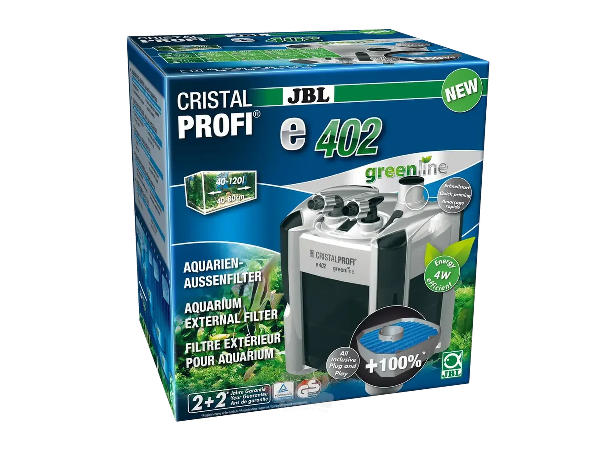 JBL CristalProfi e402 Greenline Ekstern Akvariefilter 40-120 Liter