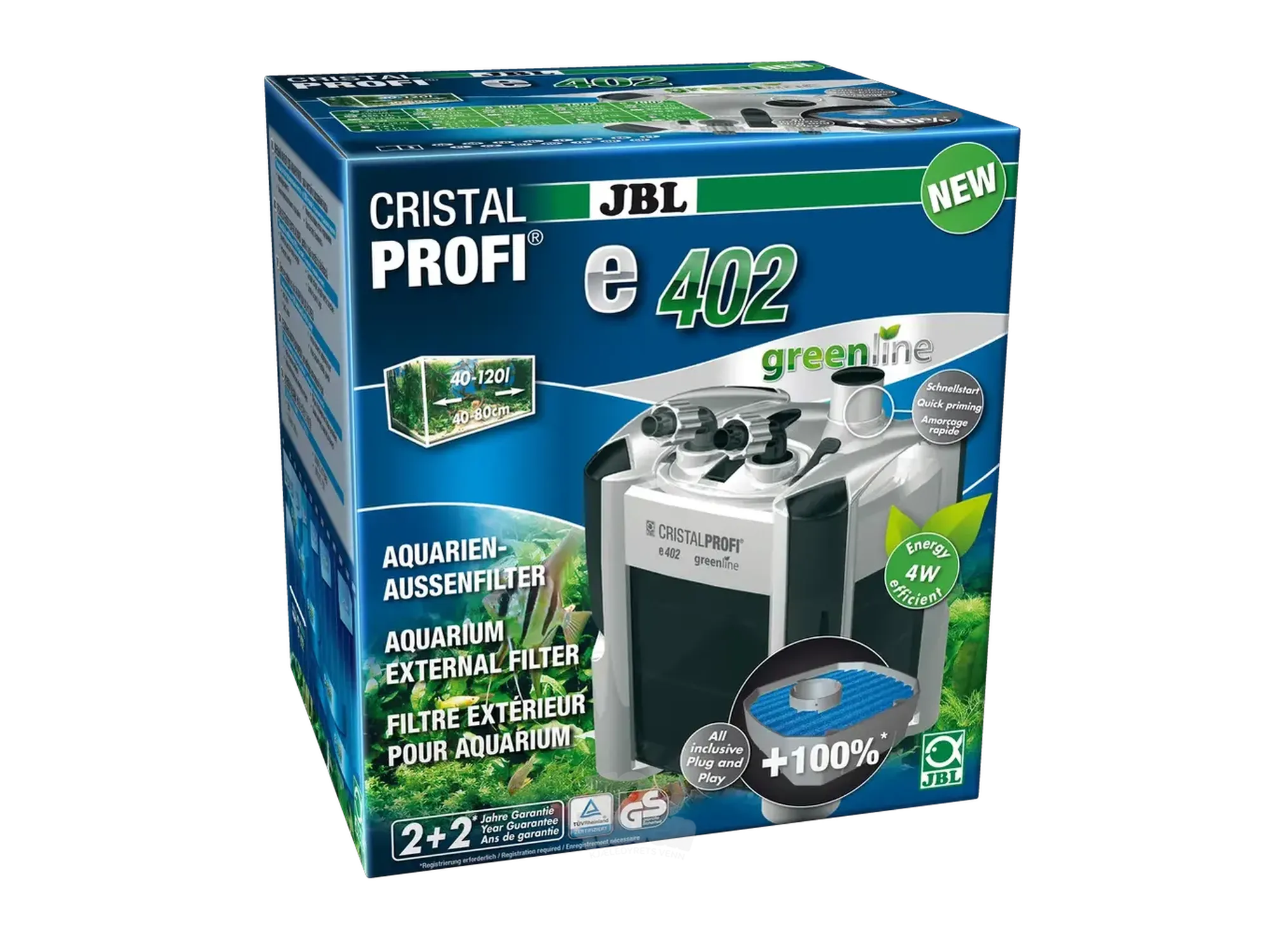 JBL CristalProfi e402 Greenline Ekstern Akvariefilter 40-120 Liter