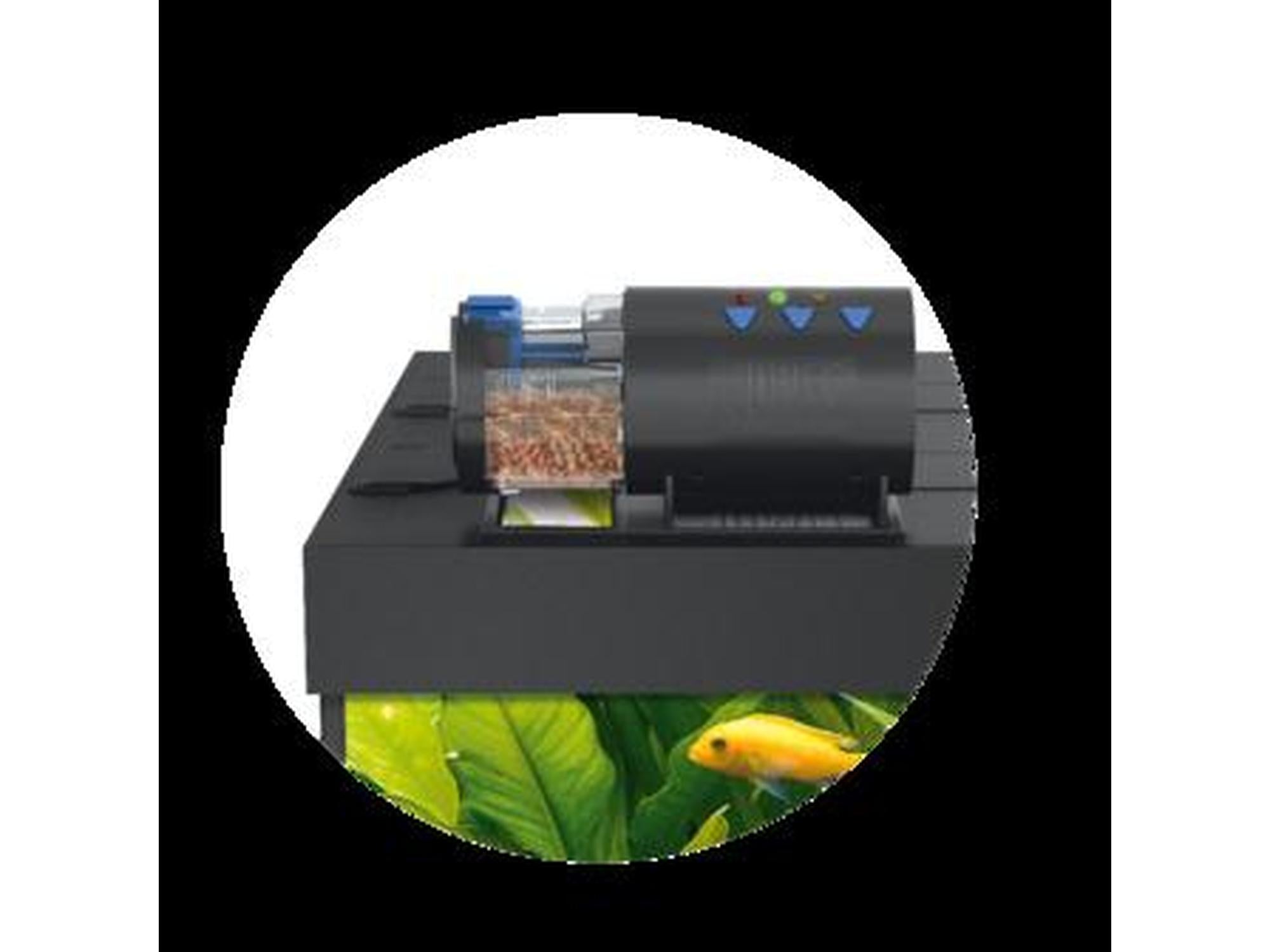 JUWEL EasyFeed fôrautomat montert på akvarium