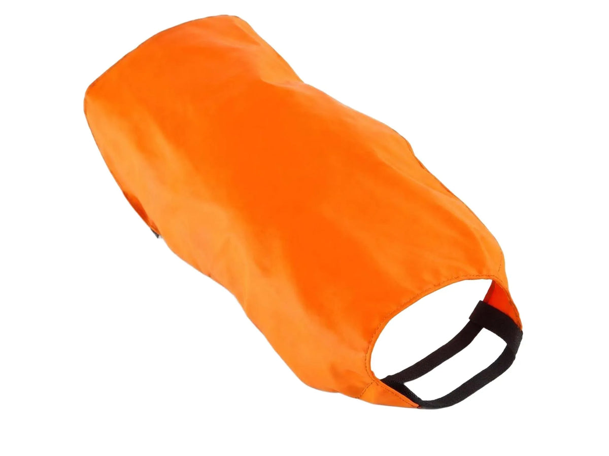 Oransje Creston Wildland jaktdekken for hund i lett, lydløs tekstil, med svart kant.