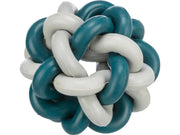 Jolly Paw Knudret Bold i naturgummi, en robust hundeball med knudret design i grå og mørk turkis.