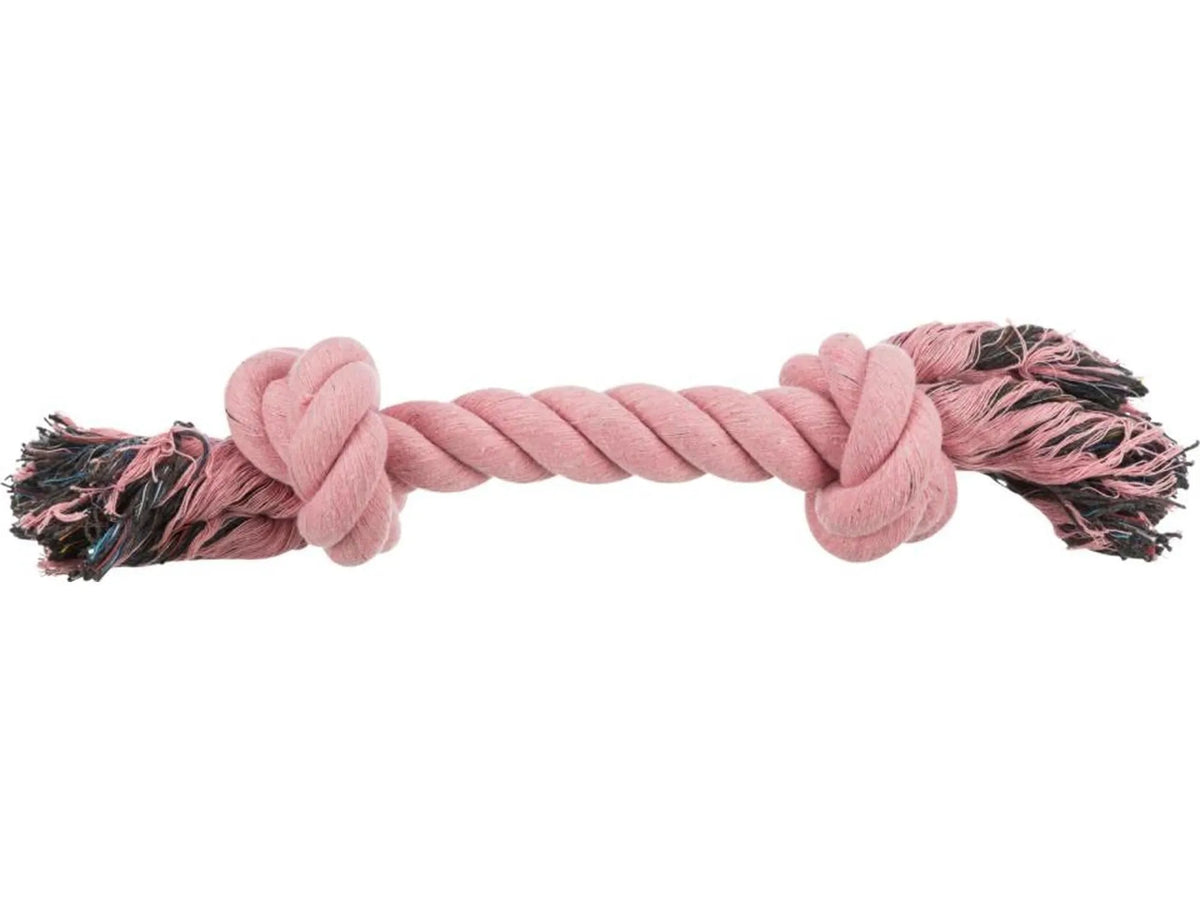 Rosa Jolly Paw leketau i bomullsblanding med tvunnet design og solide knuter for hunder.