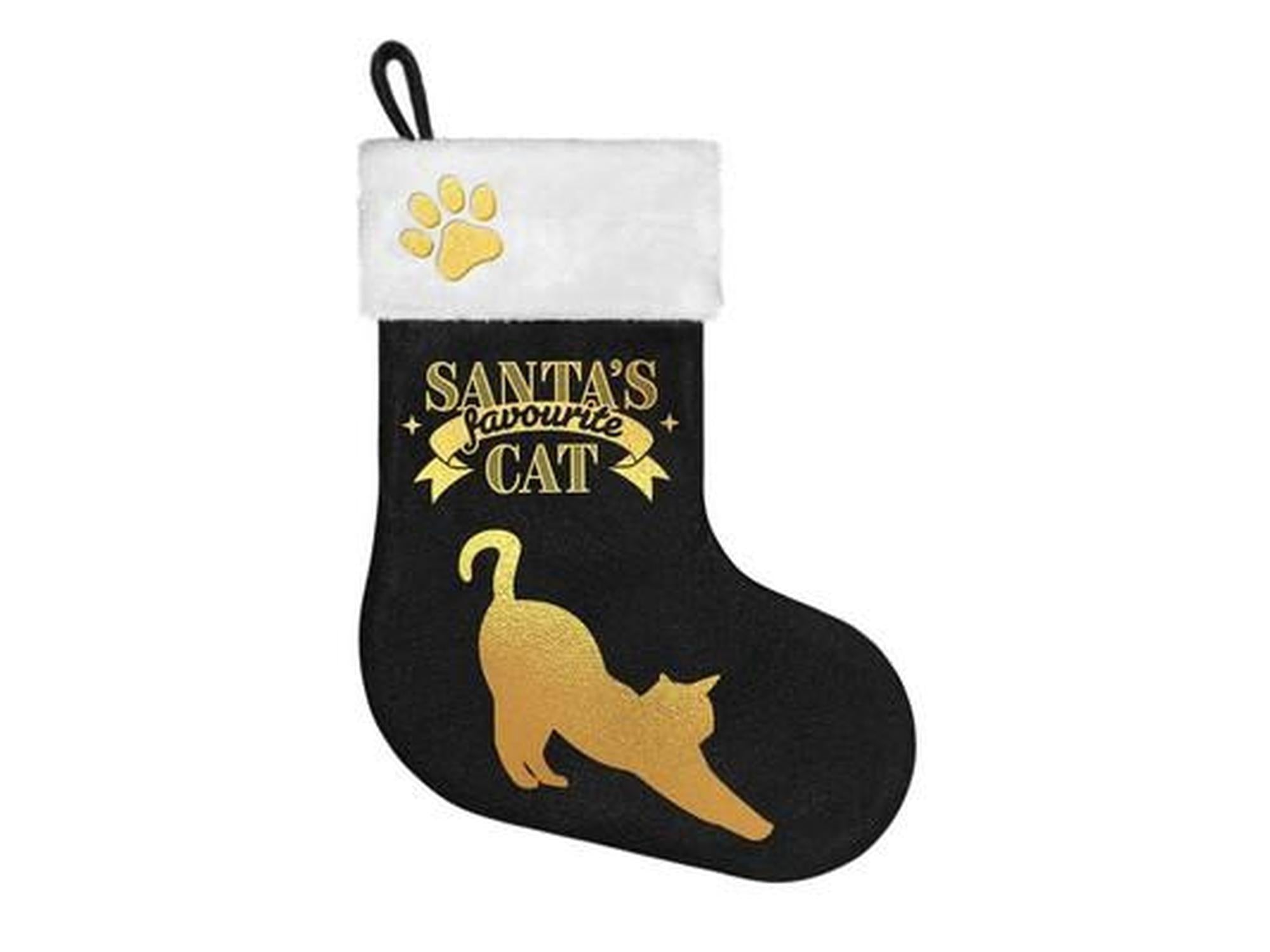 Julestrømpe til katt Santas Favourite i sort