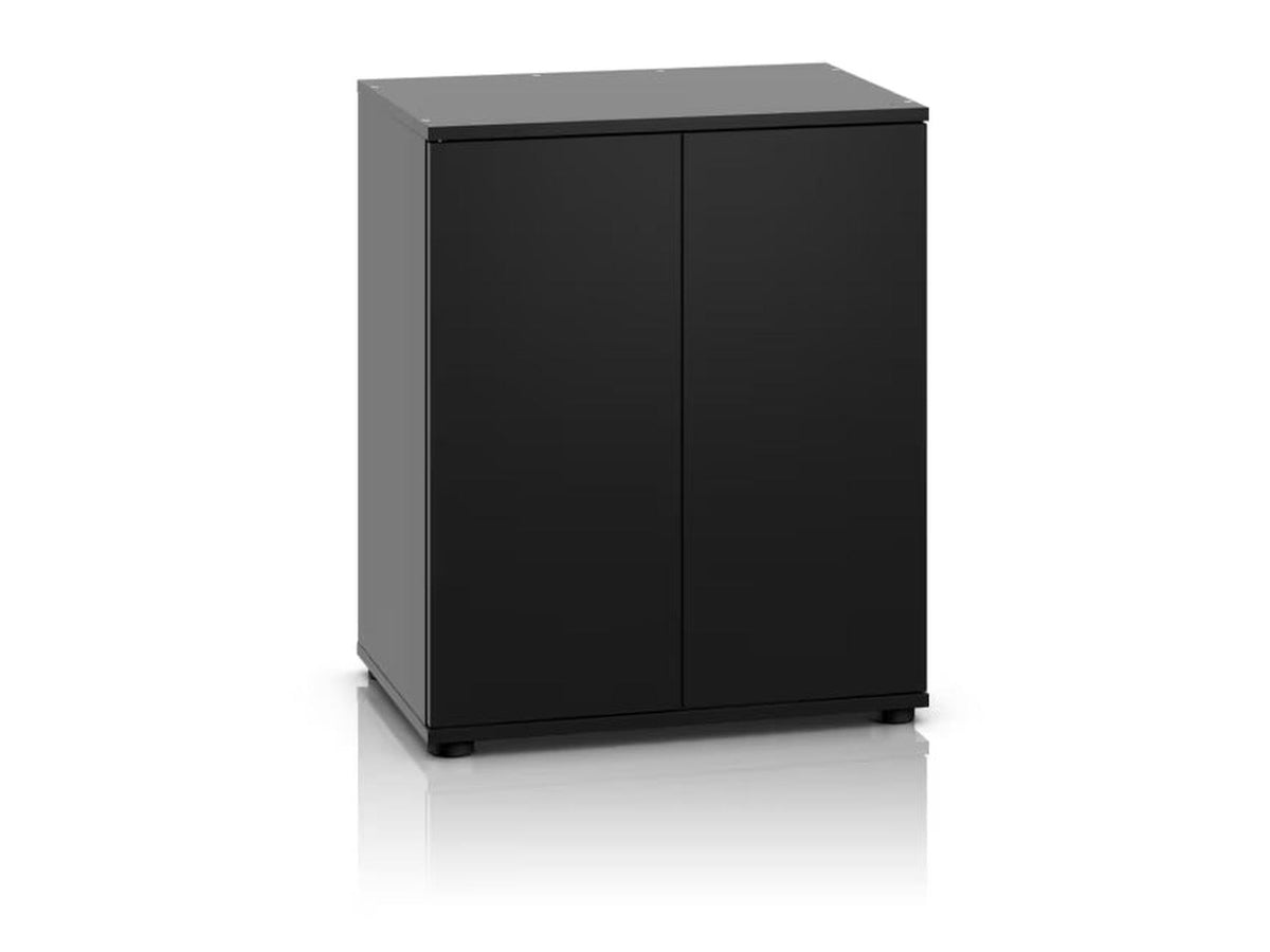 Svart Juwel Lido akvariebord med to skapdører, solid og stilrent design.
