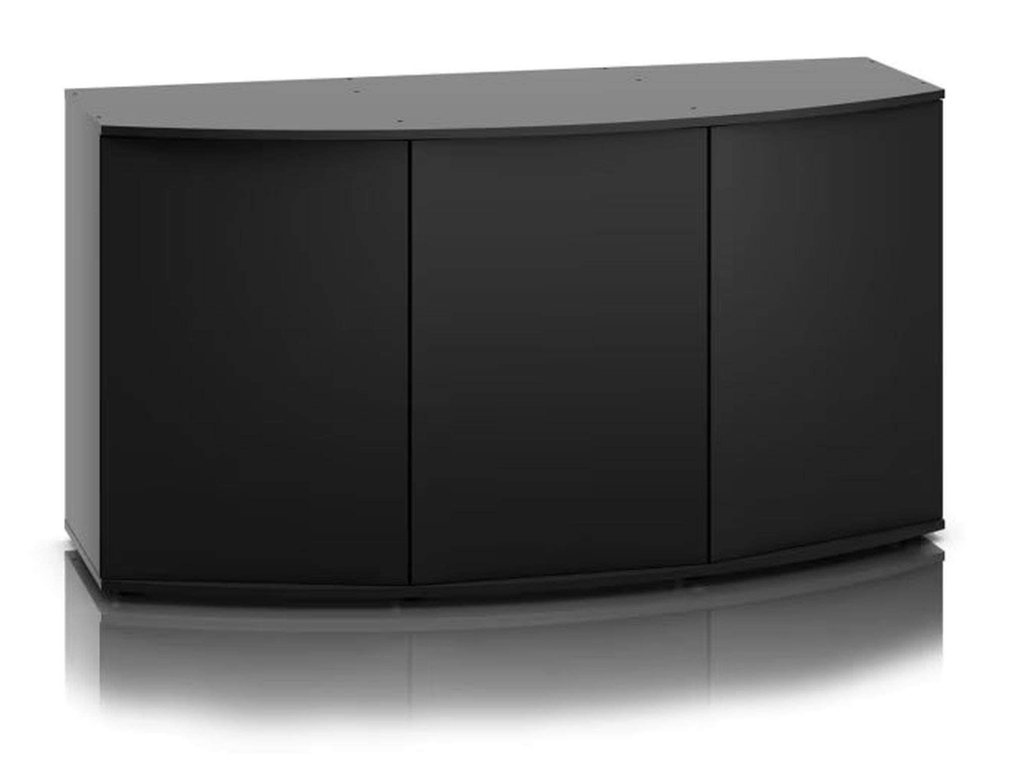 Svart Juwel Vision SBX akvarieskap med buet front og tre dører.