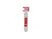 KONG Holiday Signature Stick Medium, myk draleke med hvitt og grått rutemønster, rød KONG-logo.